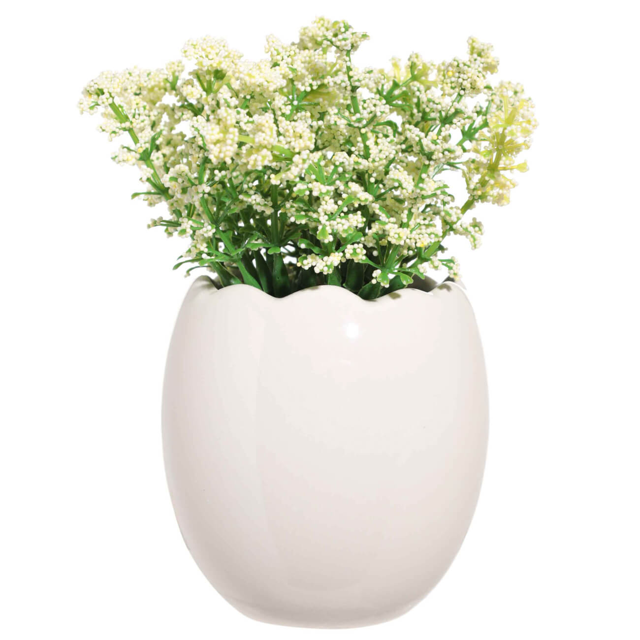 Растение искусственное, 22 см, в горшке, керамика/пенопласт, Белые цветы, Pot garden