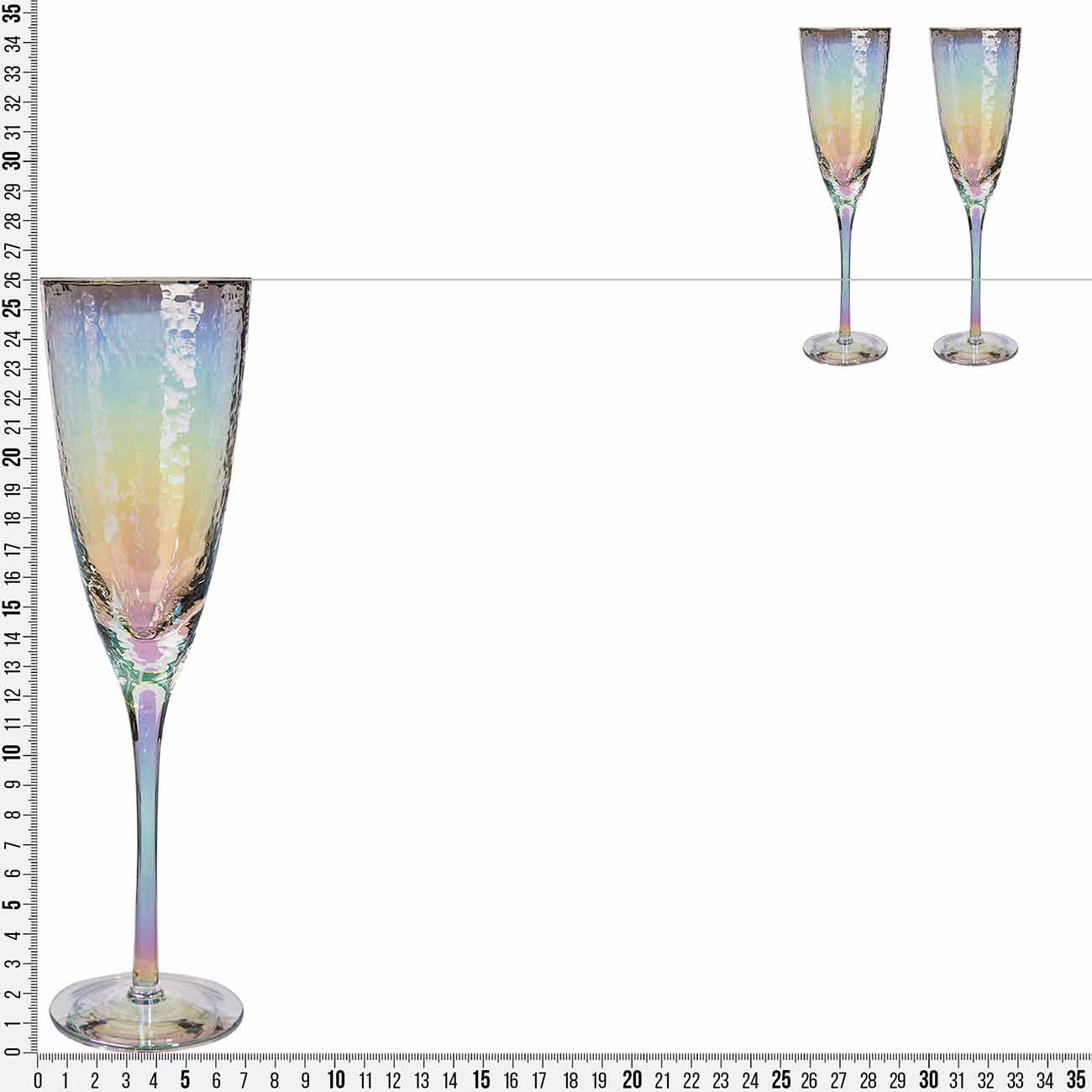 Бокал для шампанского, 275 мл, 2 шт, стекло, перламутровый, Ripply polar изображение № 2