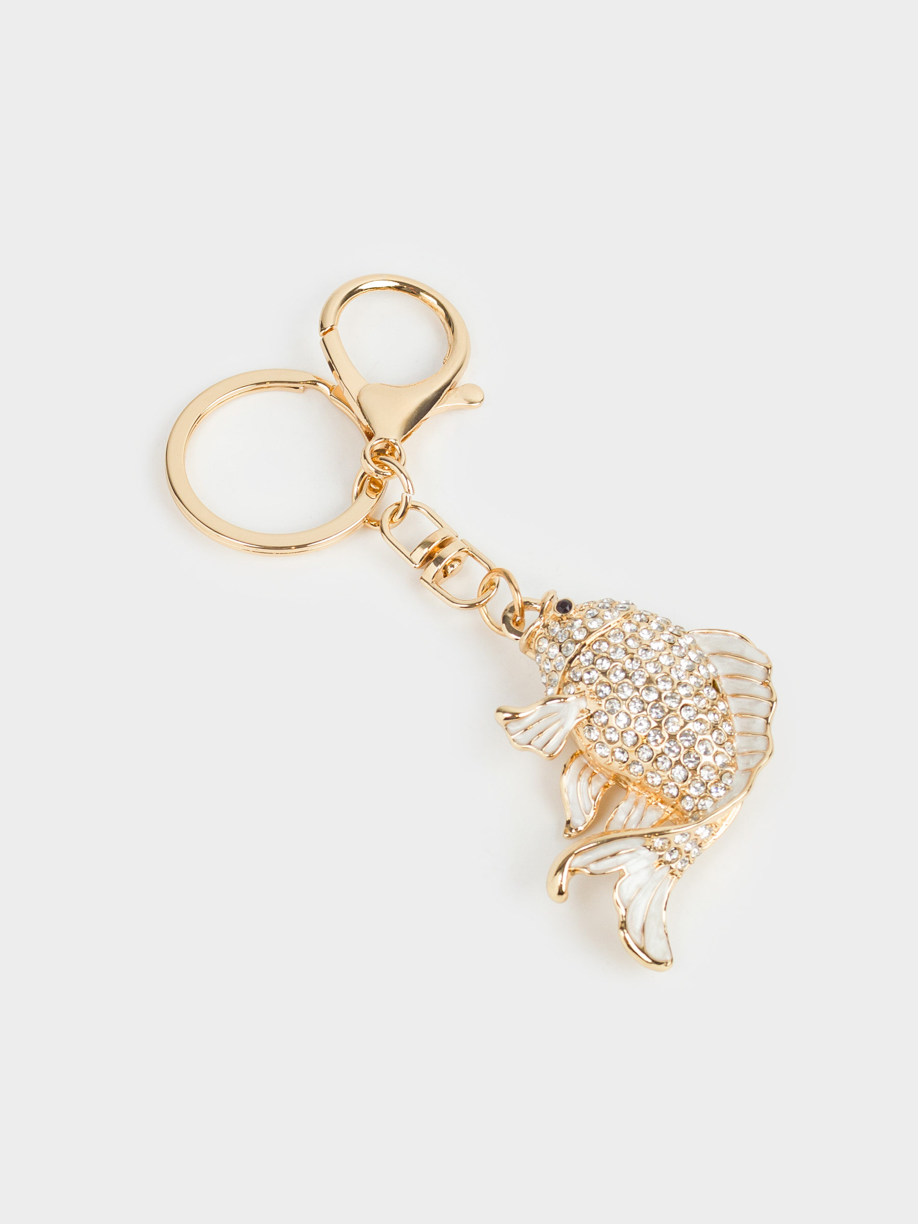 Брелок, 12 см, металл/стразы, золотистый, Рыбка, Keychain crystal, image-4