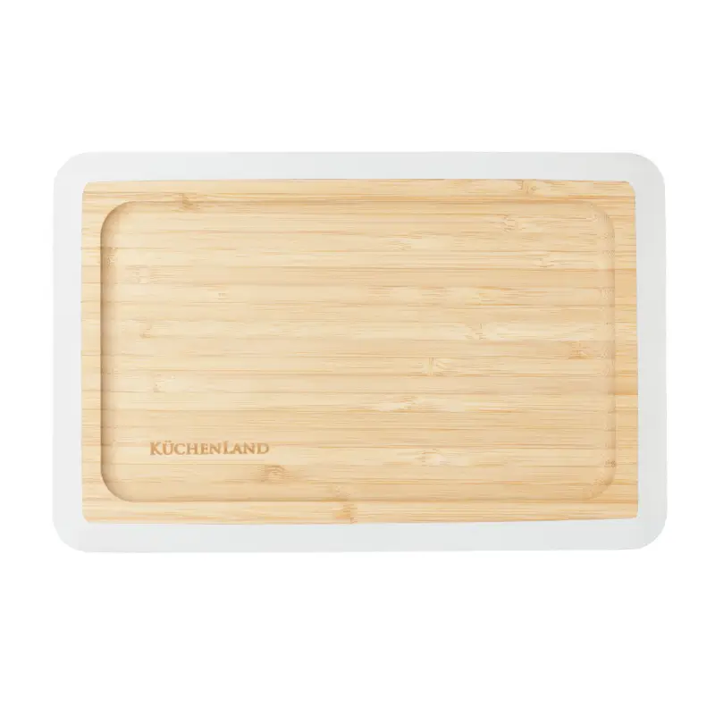 Блюдо, 24х16 см, бамбук, прямоугольное, серый кант, Bamboo soft ,image-0