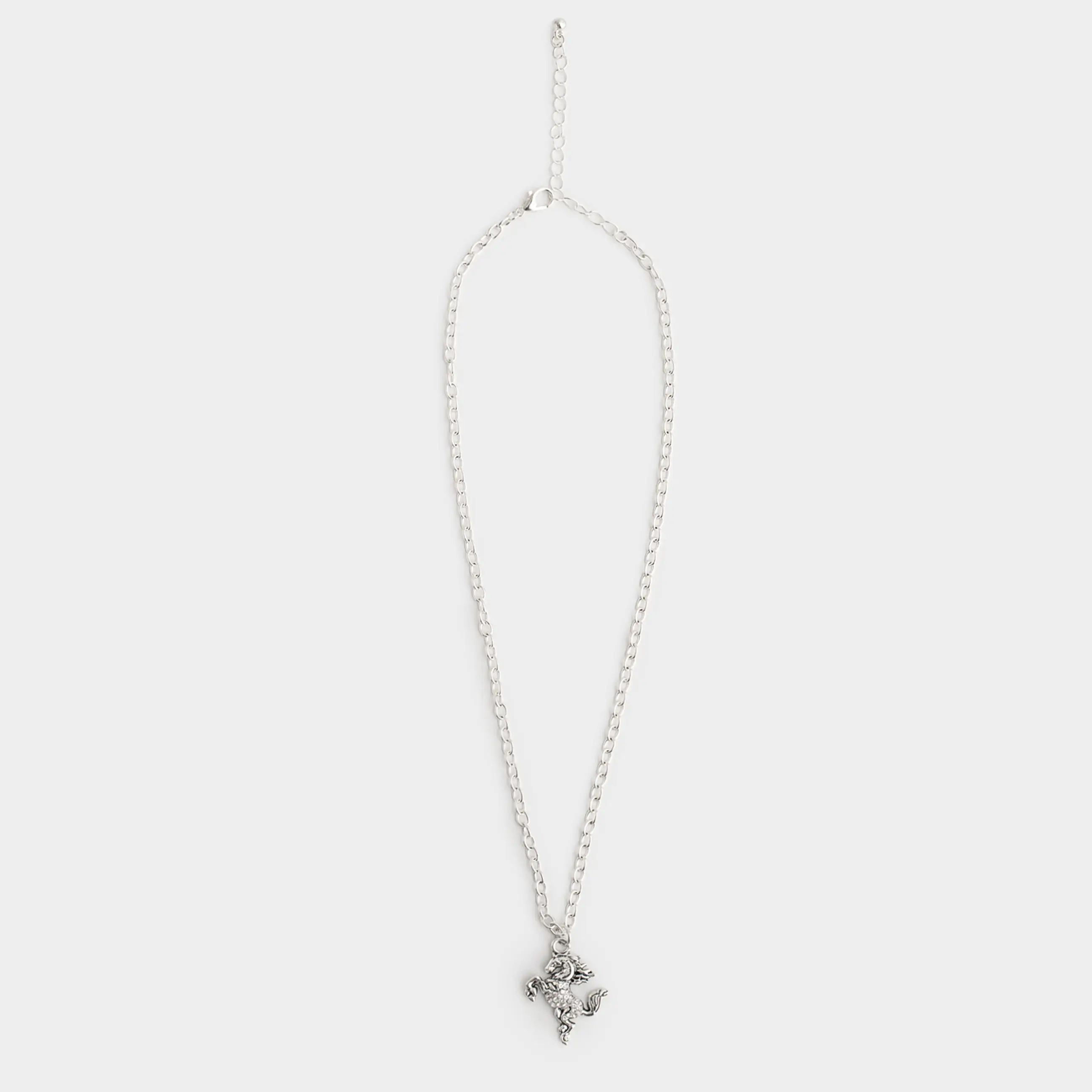 Цепочка, 49 см, с подвеской, металл/стразы, серебристая, Лошадь, Jewelry horse