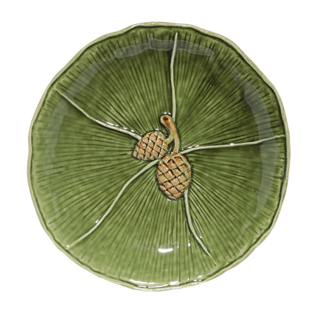 Блюдо, 19 см, керамика, зеленое, Шишки на листе, Fir cone блюдо 26 см керамика круглое зеленое шишки на листе fir cone