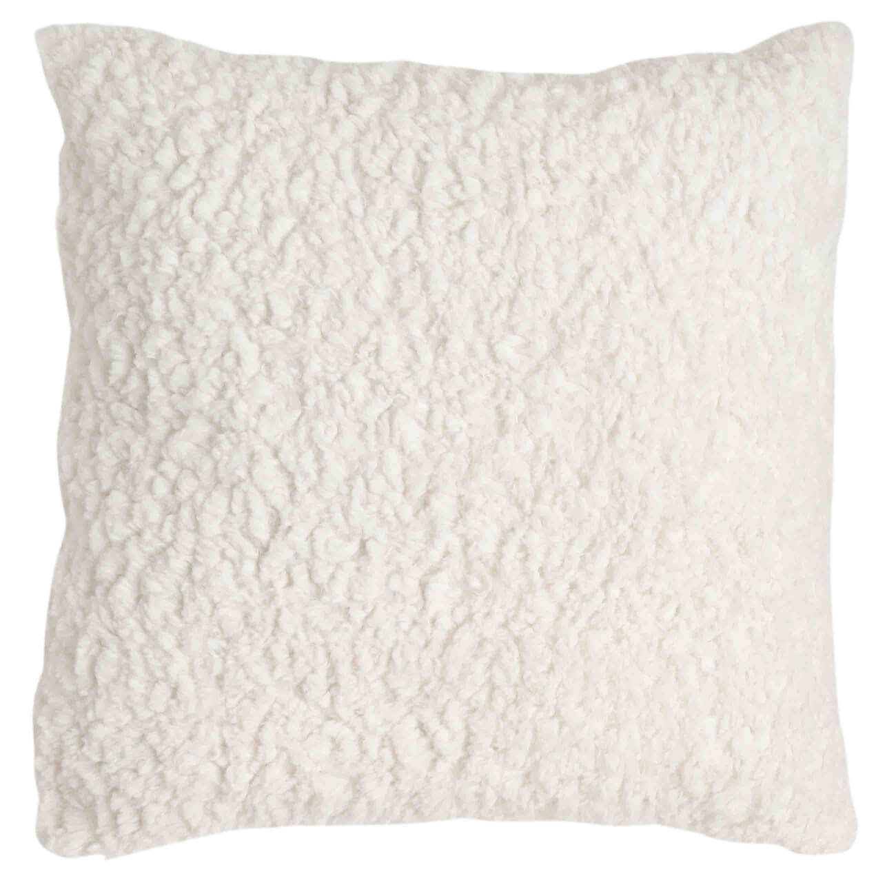 Подушка декоративная, 45х45 см, искусственный мех/вельвет, молочная, Curled