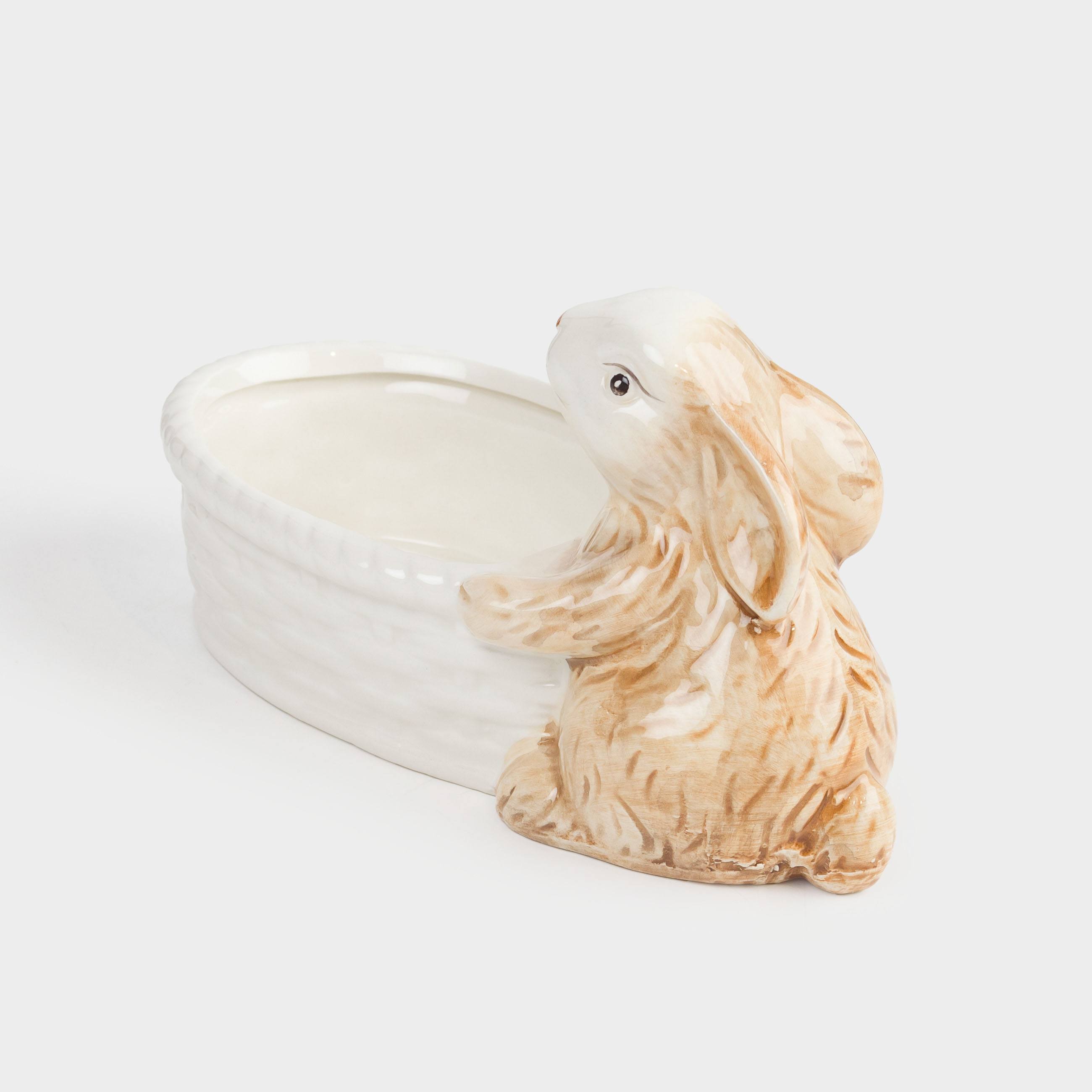 Конфетница, 19х10 см, керамика, молочно-бежевая, Кролик с корзинкой, Natural Easter, image-3