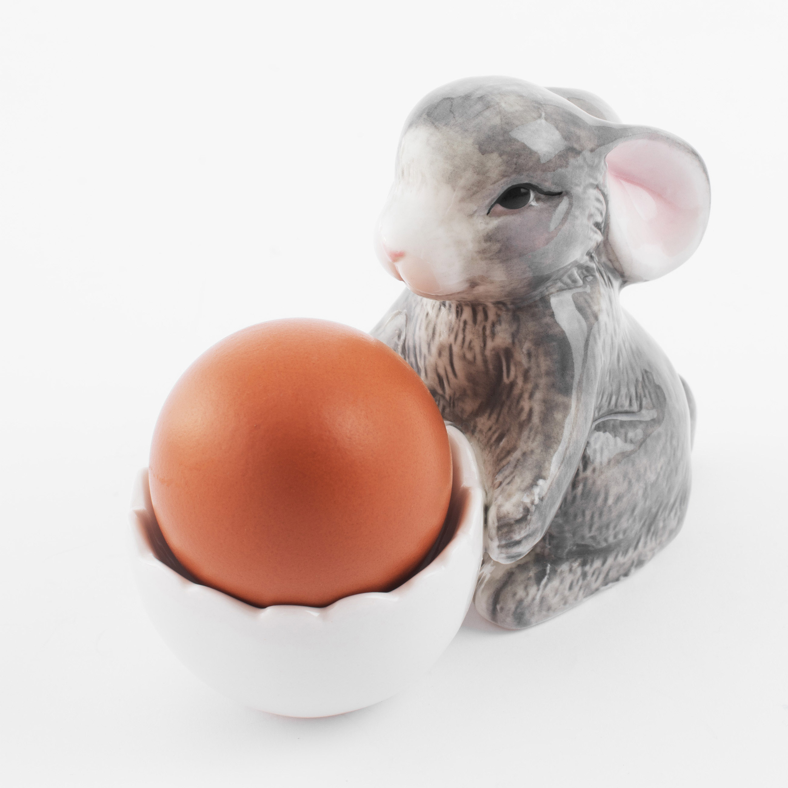 Подставка для яйца, 11 см, фарфор P, бело-серая, Кролик со скорлупой, Pure Easter изображение № 6