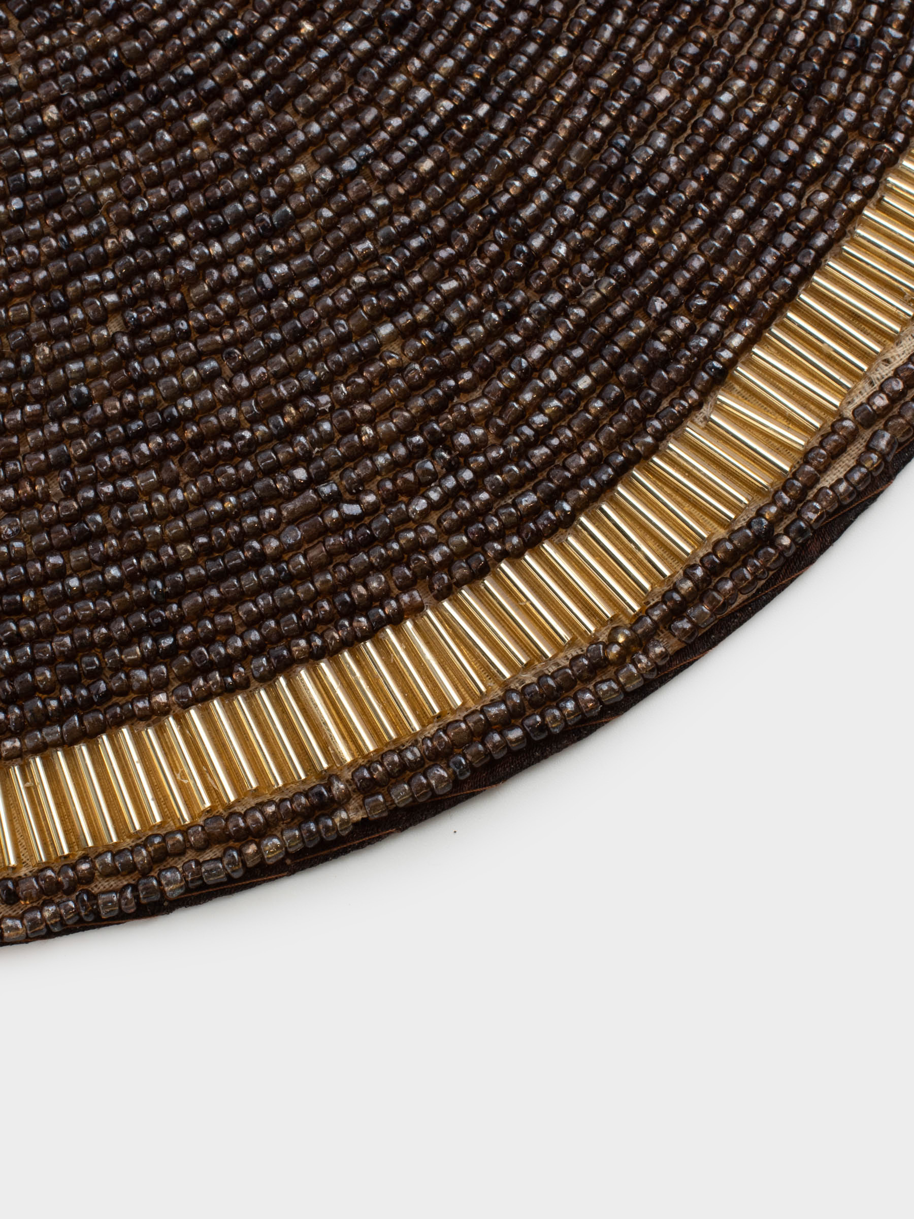 Салфетка под приборы, 36 см, бисер, круглая, коричнево-золотистая, Пчела, Art beads, image-5