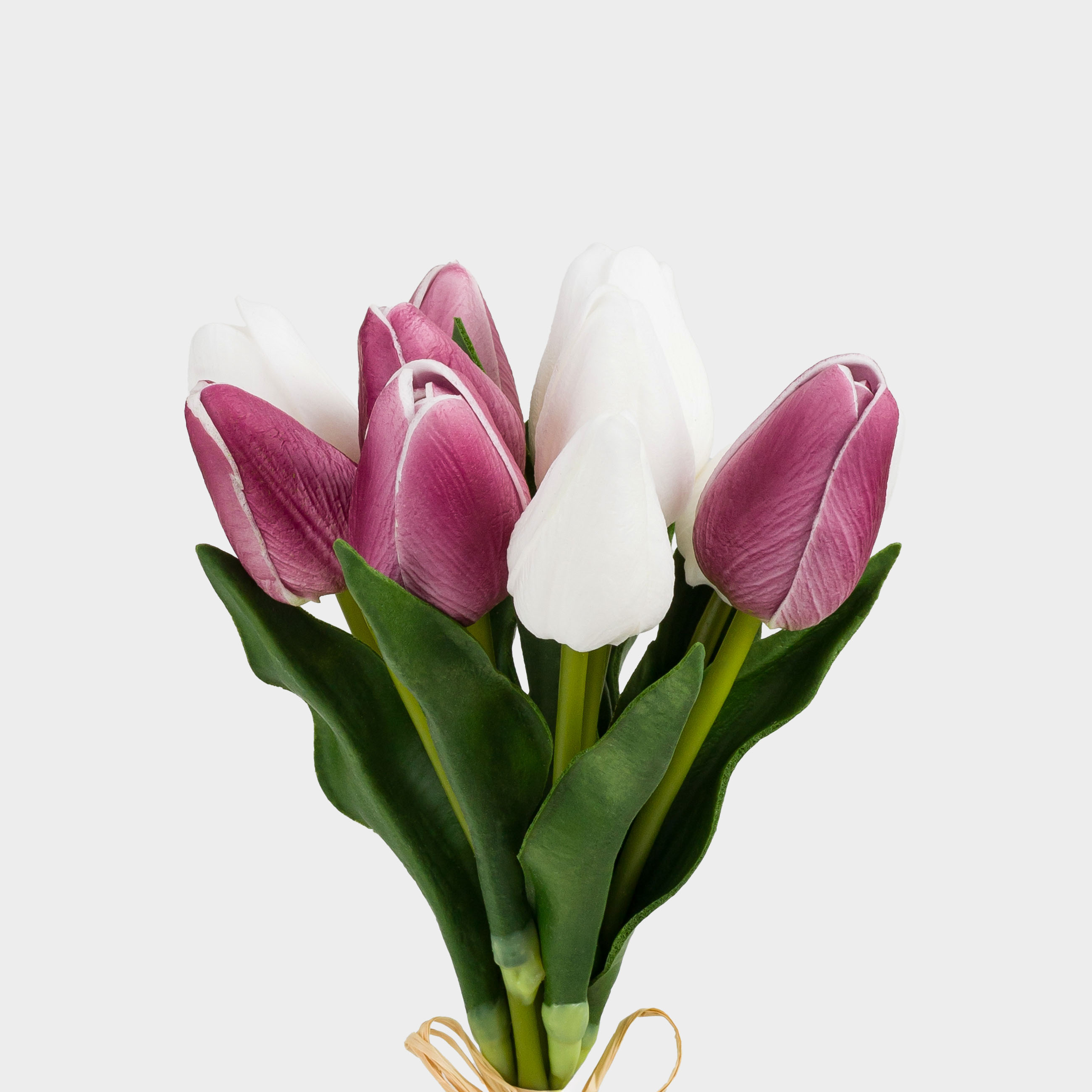 Букет искусственный, 27 см, полиуретан/металл, Бело-розовые тюльпаны, Tulip garden, image-3