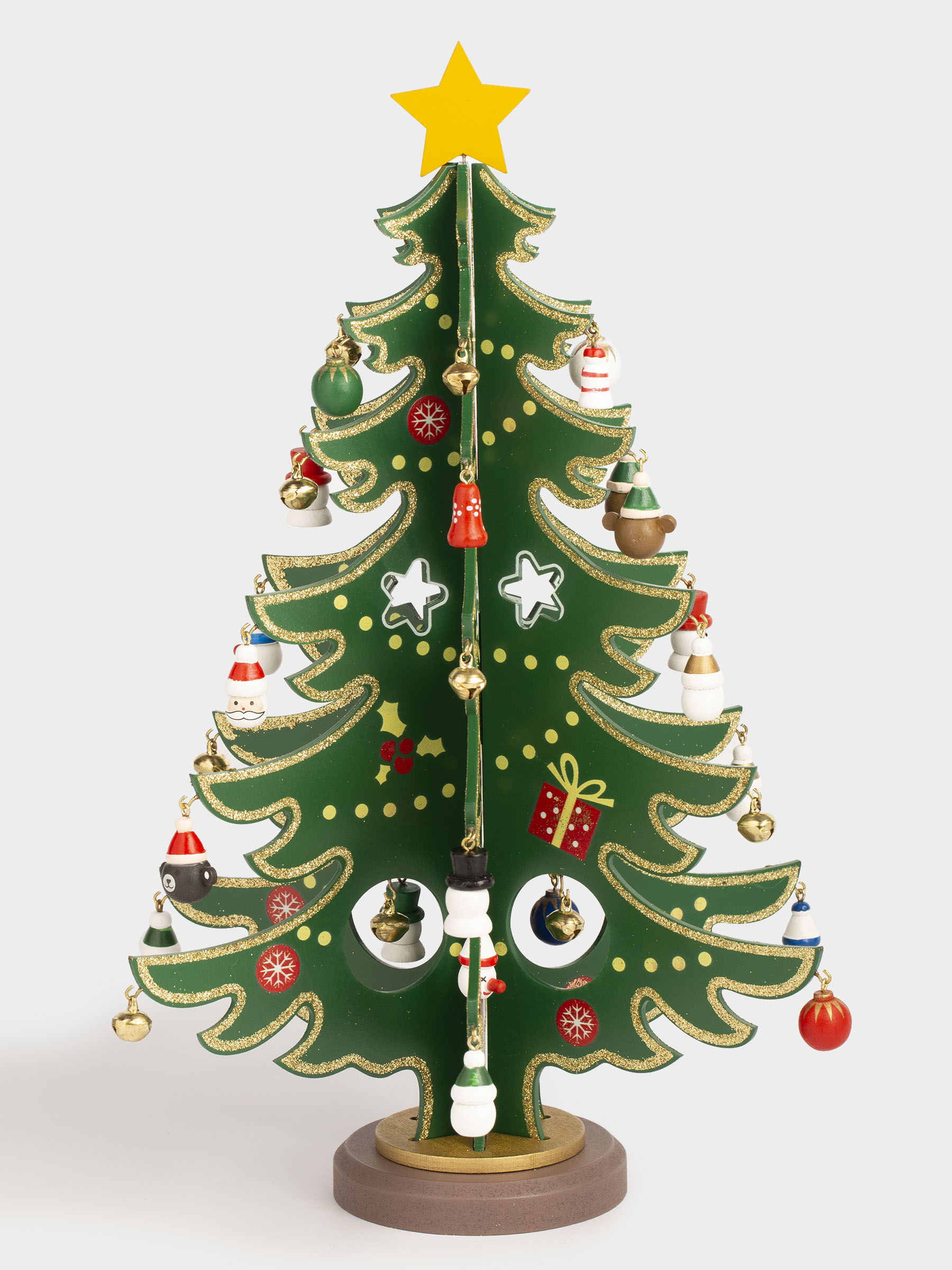 Статуэтка, 36 см, с подвесками, МДФ, зеленая, Ель с игрушками, Christmas style, image-1