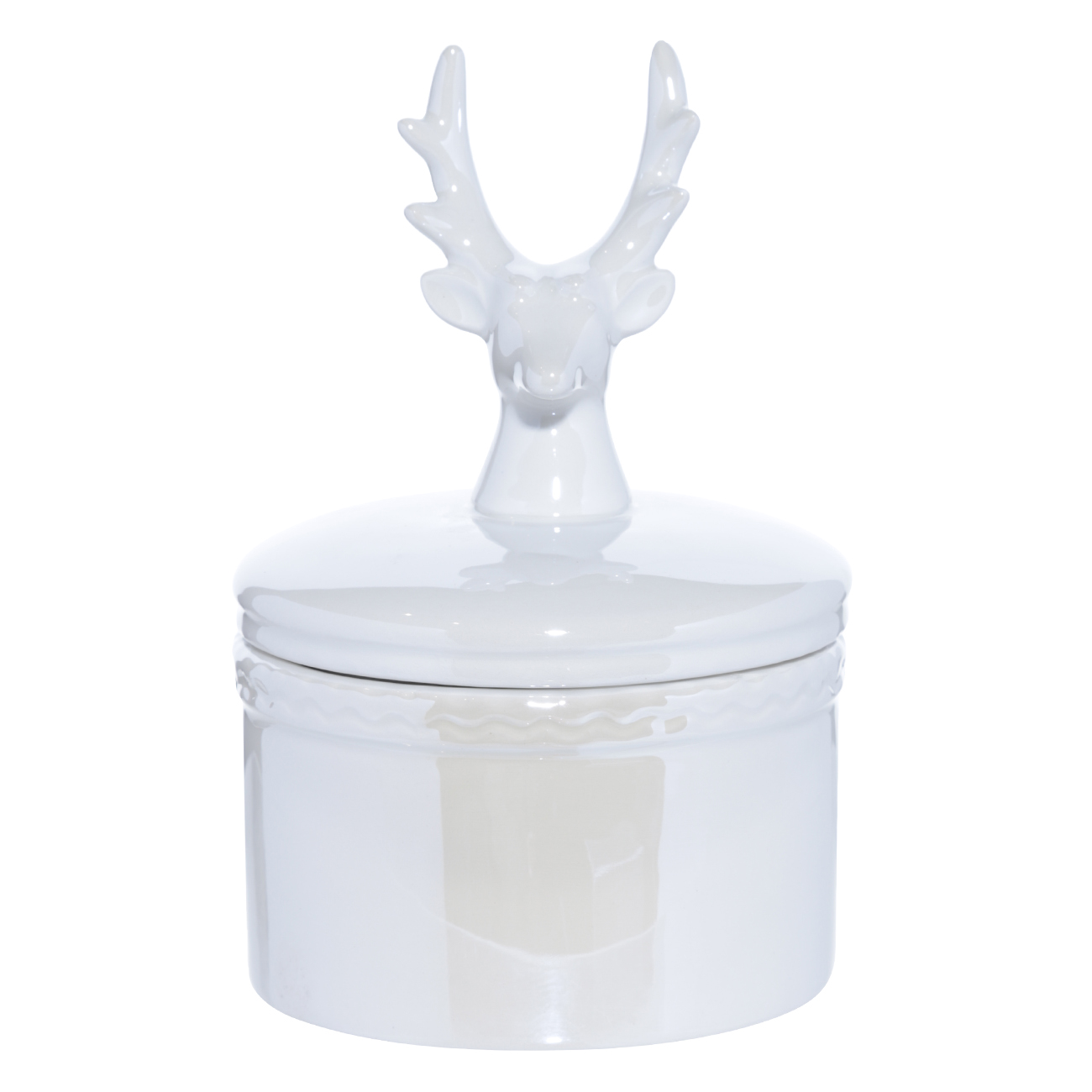 Шкатулка, 12 см, керамика, белая, Олень, Winter deer