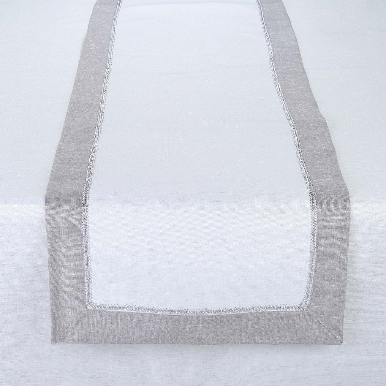 Дорожка настольная, 40х160 см, полиэстер, бело-серая, Milky way изображение № 2