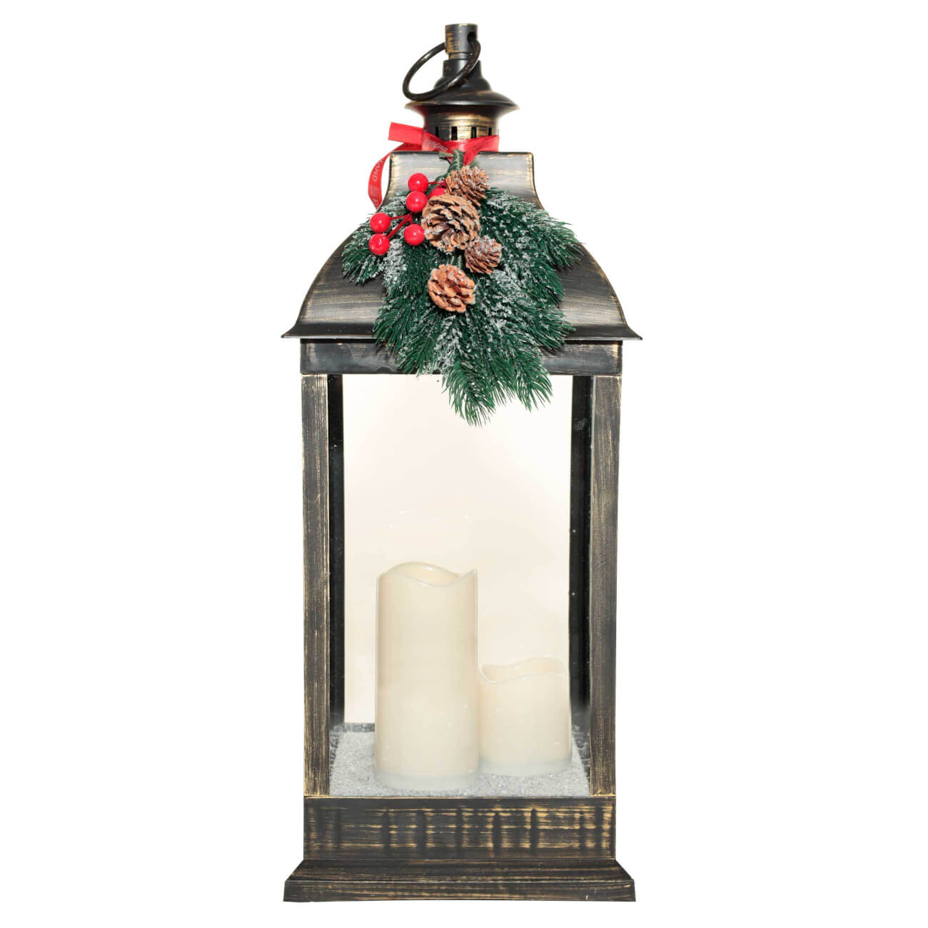 Светильник декоративный, 60 см, пластик, бронзовый, Фонарь со свечами, Bronze style
