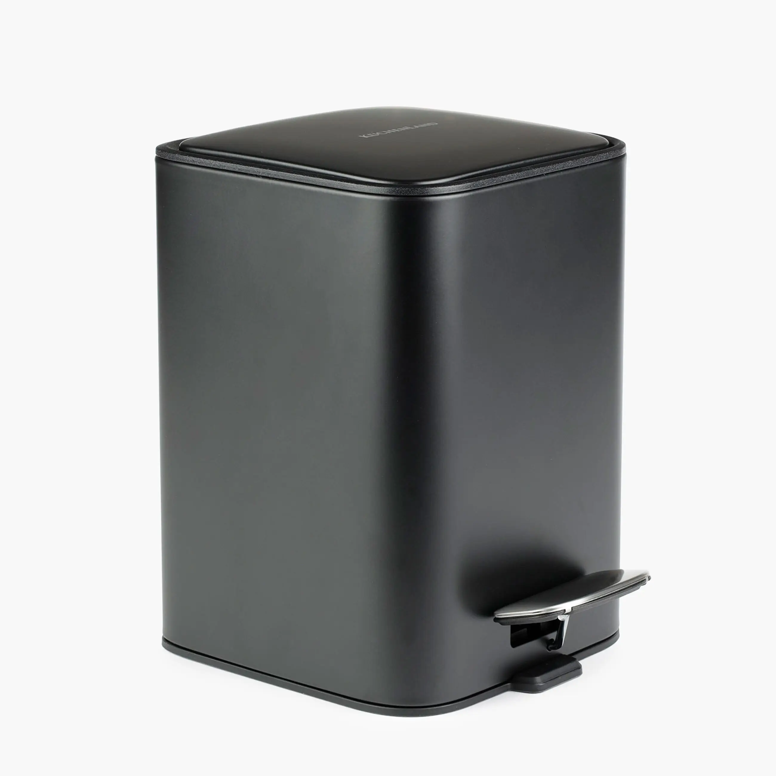 Емкость для мусора, 3 л, с педалью, металл, квадратная, черная, Total black, image-0