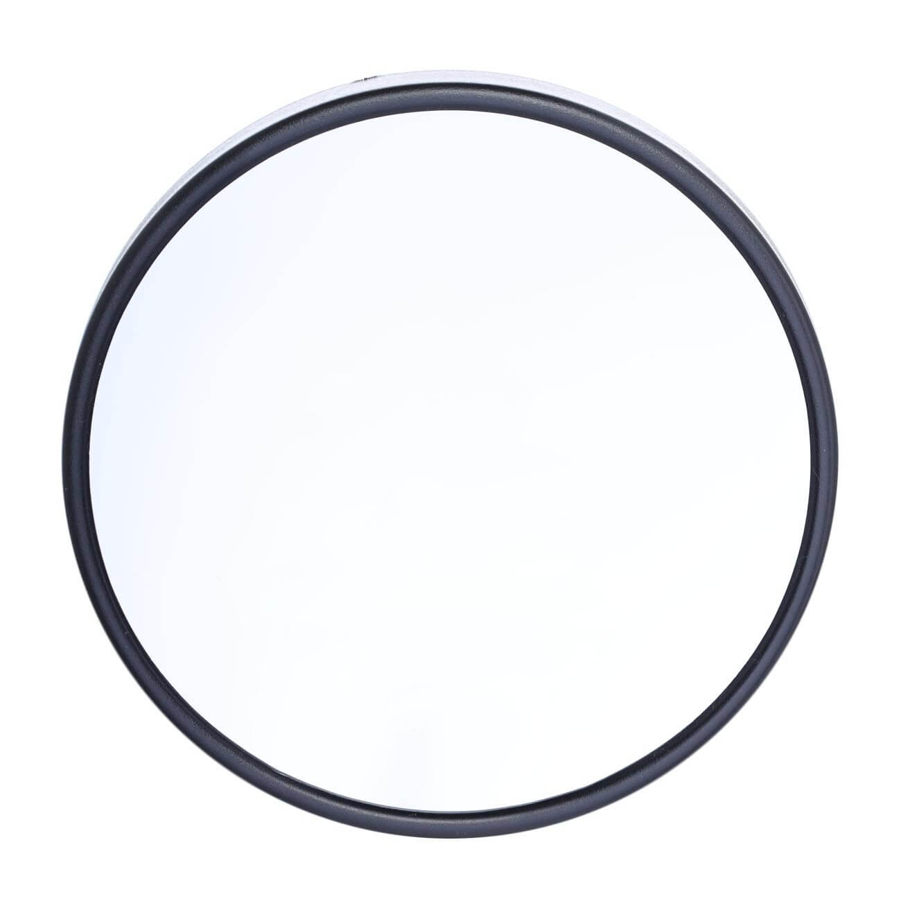 Зеркало подвесное, 13 см, увеличительное, на присосках, пластик, круглое, черное, Mirror изображение № 1