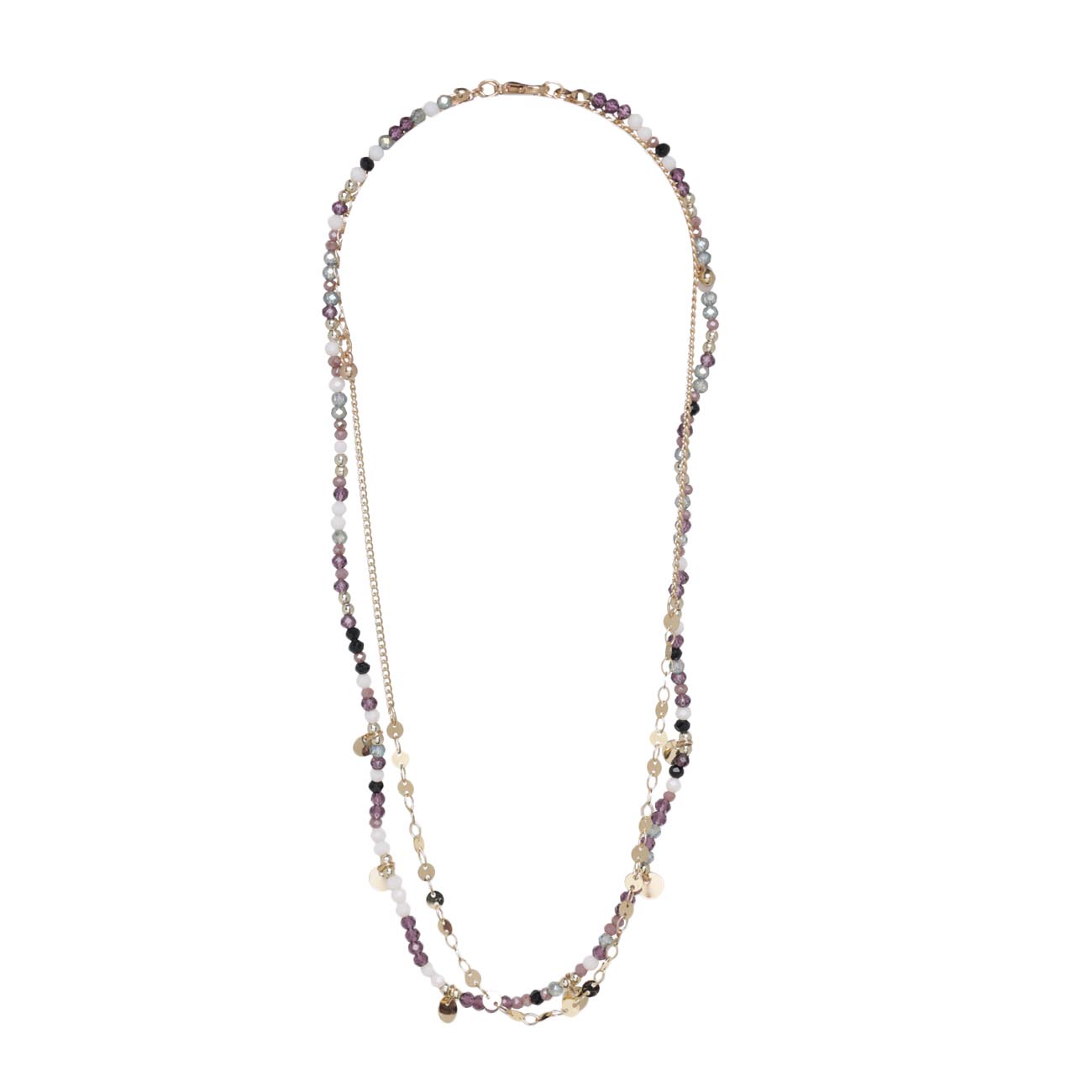 Цепочка, 52 см, 2 шт, металл/пластик, золотистая, Цветные камни, Mineral, image-1