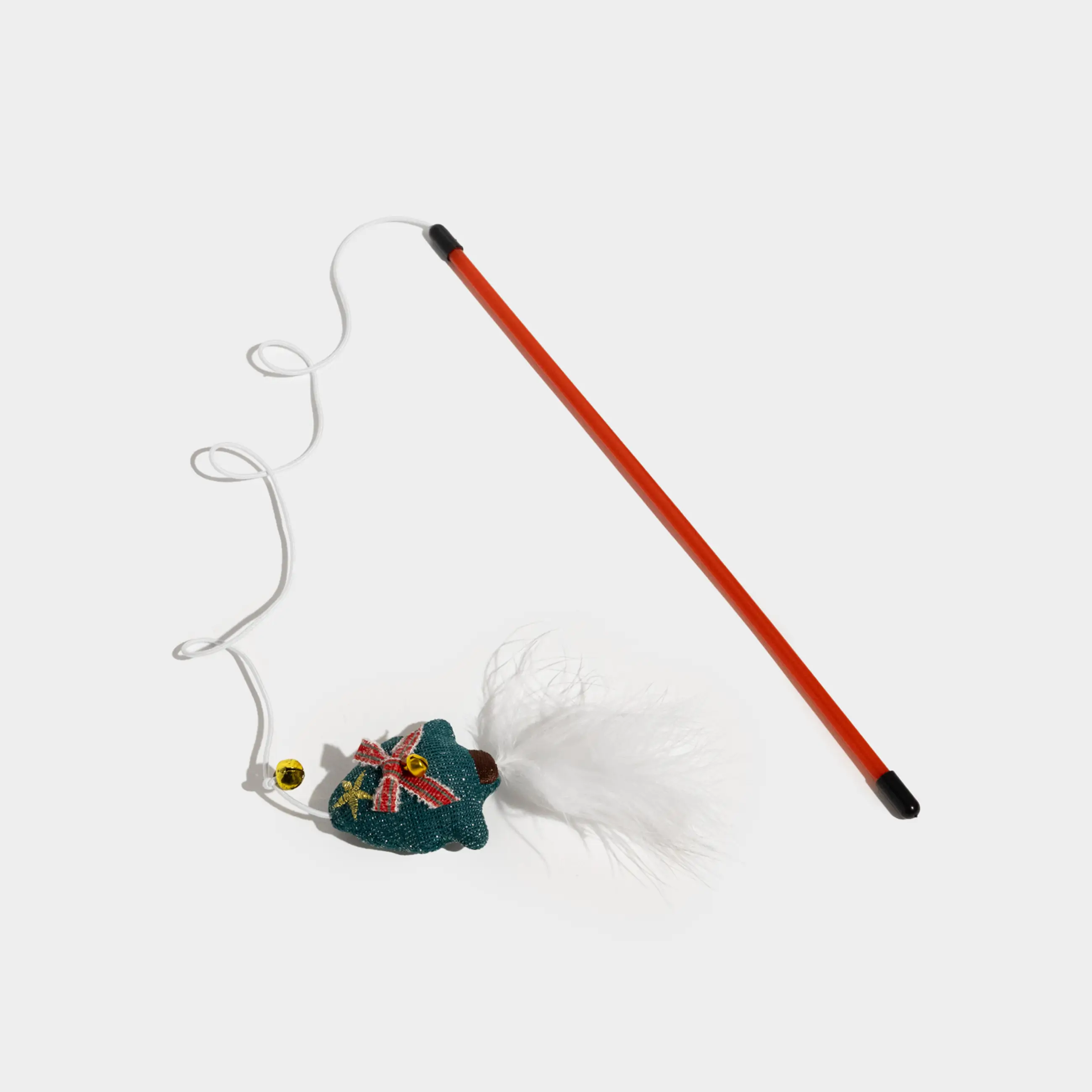 Игрушка-удочка для кошек, 90 см, с колокольчиком, пластик/полиэстер, Елка, Christmas pet