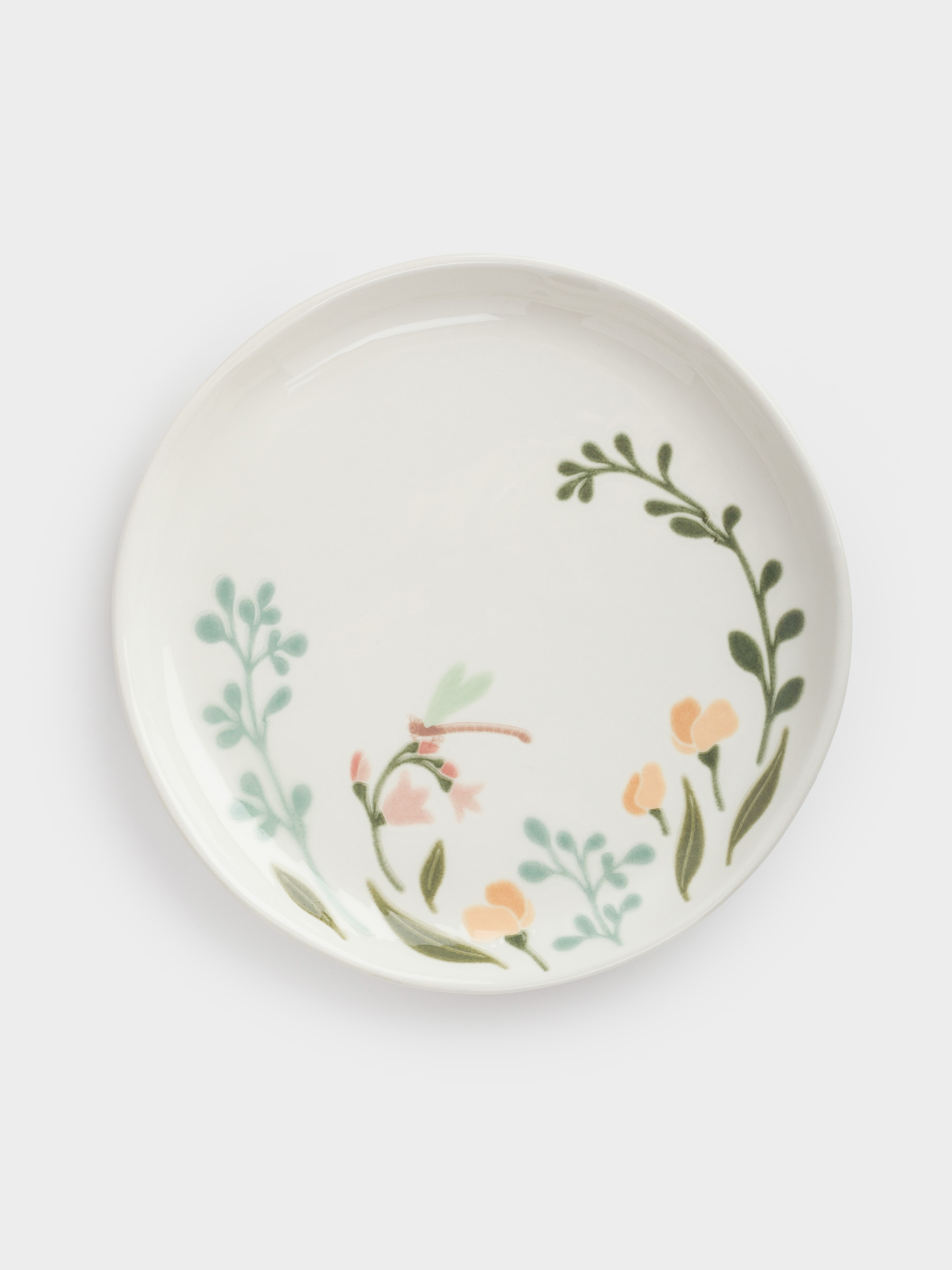 Тарелка закусочная, 21 см, керамика, молочная, Полевые цветы, Meadow speckled