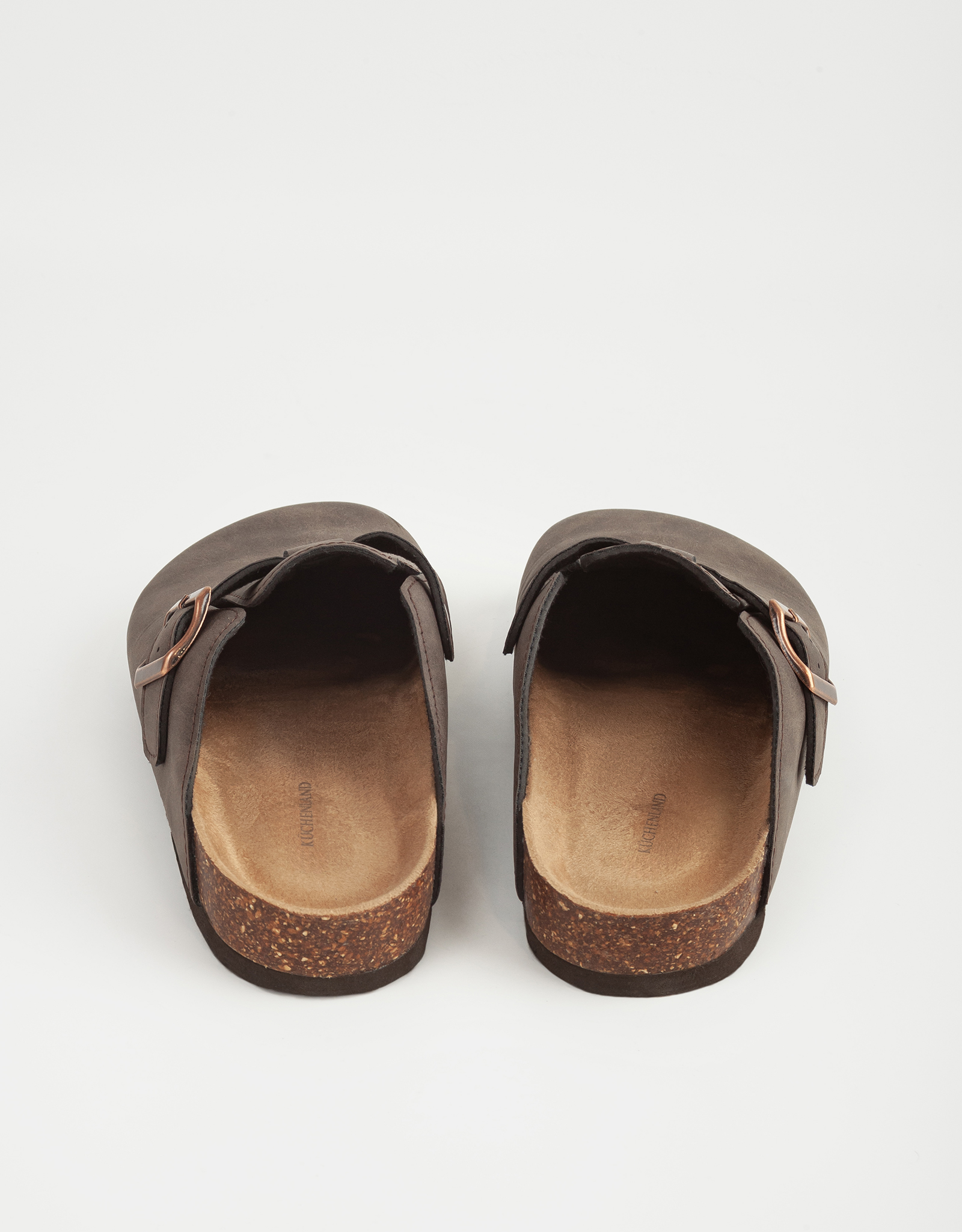 Тапочки женские, с застежкой, искусственная замша, коричневые, Clogs, image-3