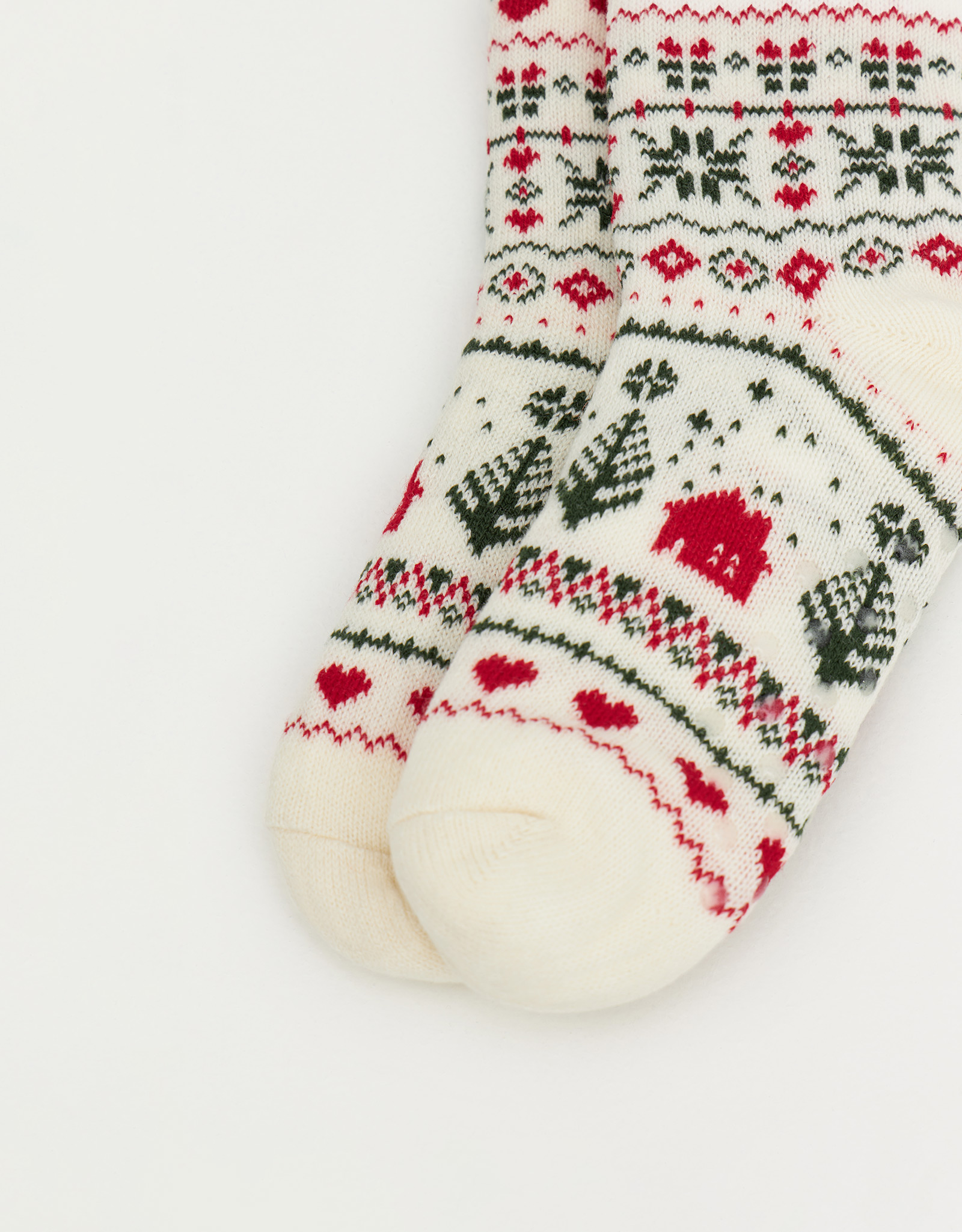 Носки женские, домашние, р. 36-38, акрил/шерпа, молочные, Зимний узор, Hot winter