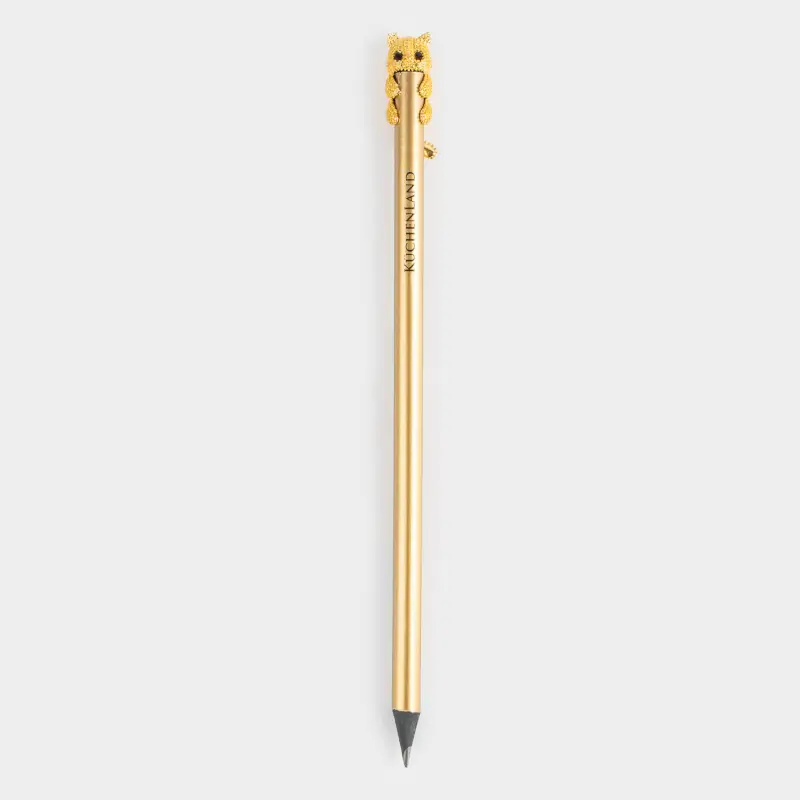 Карандаш, 18 см, чернографитный, с фигуркой, золотистый, Кот, Draw