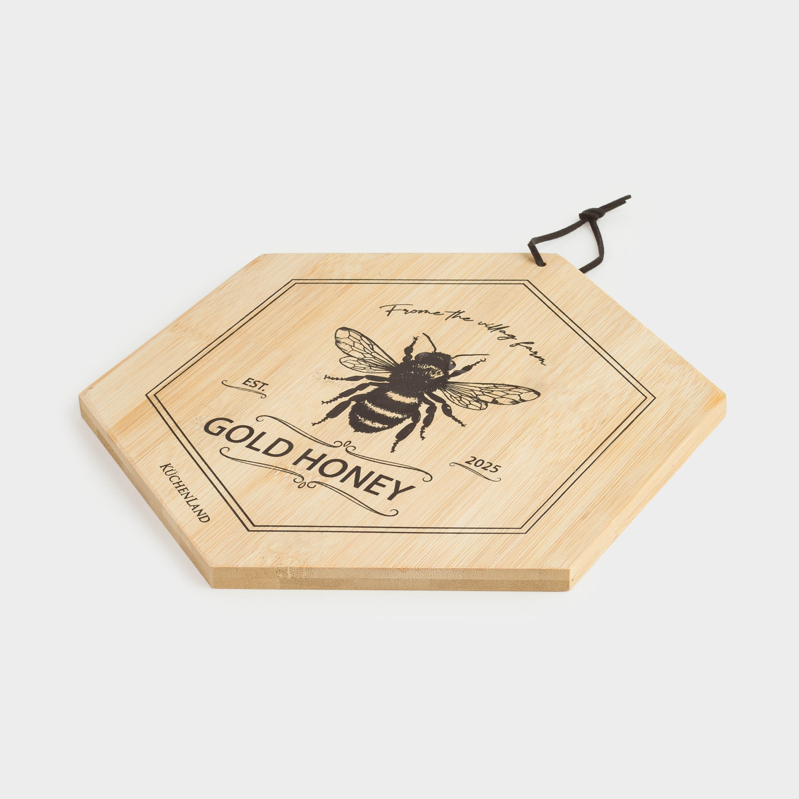 Доска разделочная, 25x22 см, бамбук, шестиугольная, Пчела, Honey
