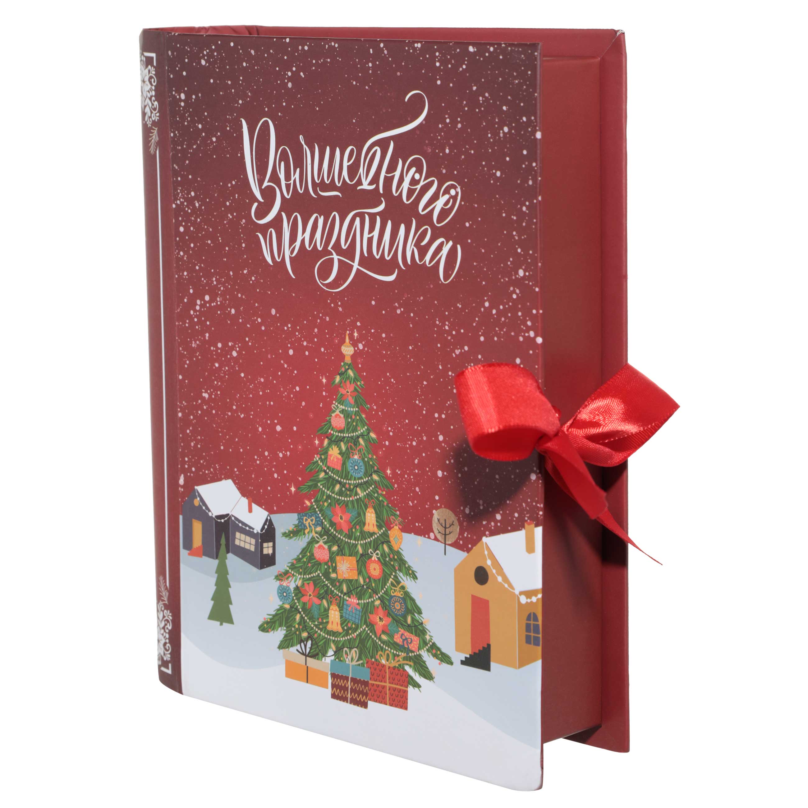 Коробка с конфетами, 18х22 см, 306 гр, красная, Ассорти, Книга, Christmas изображение № 4