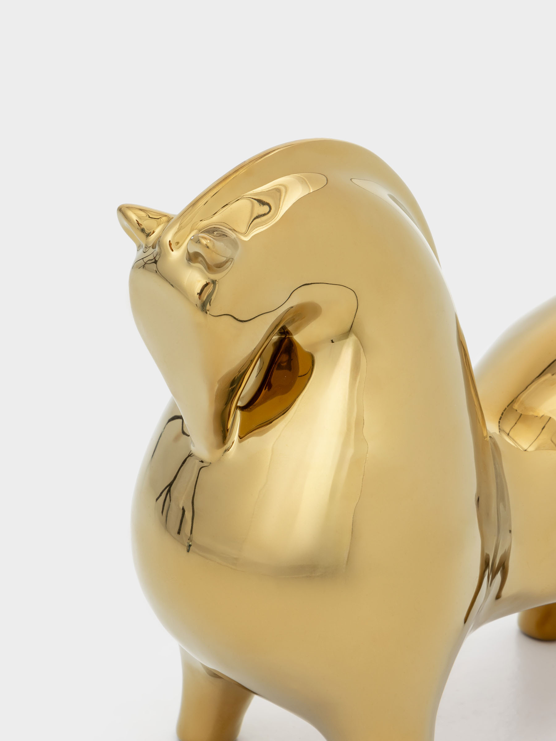 Статуэтка, 31х27 см, керамика, золотистая, Конь, Horse gold, image-2