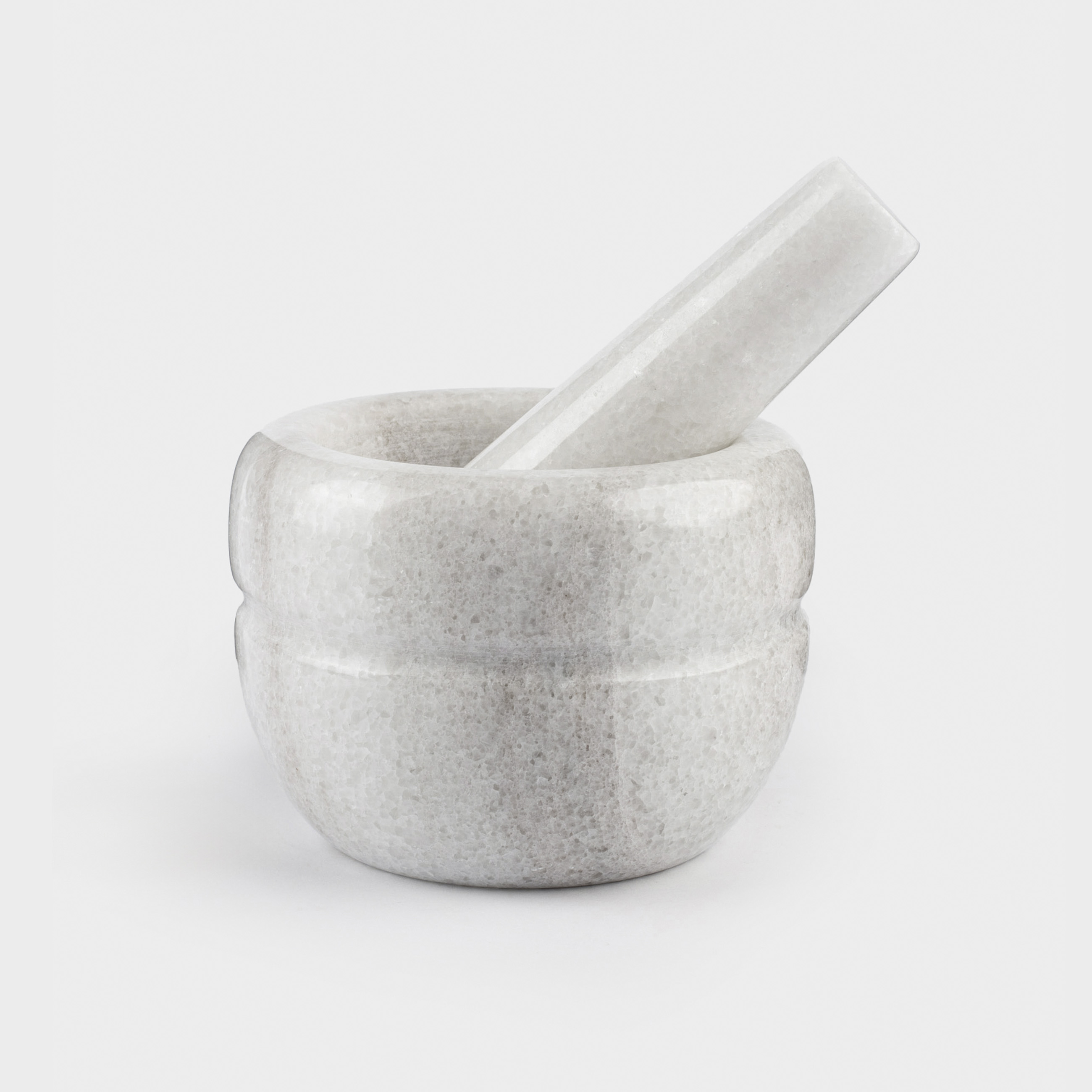 Ступка для специй, 10 см, с пестиком, мрамор, белая, Полоса, Marble, image-0