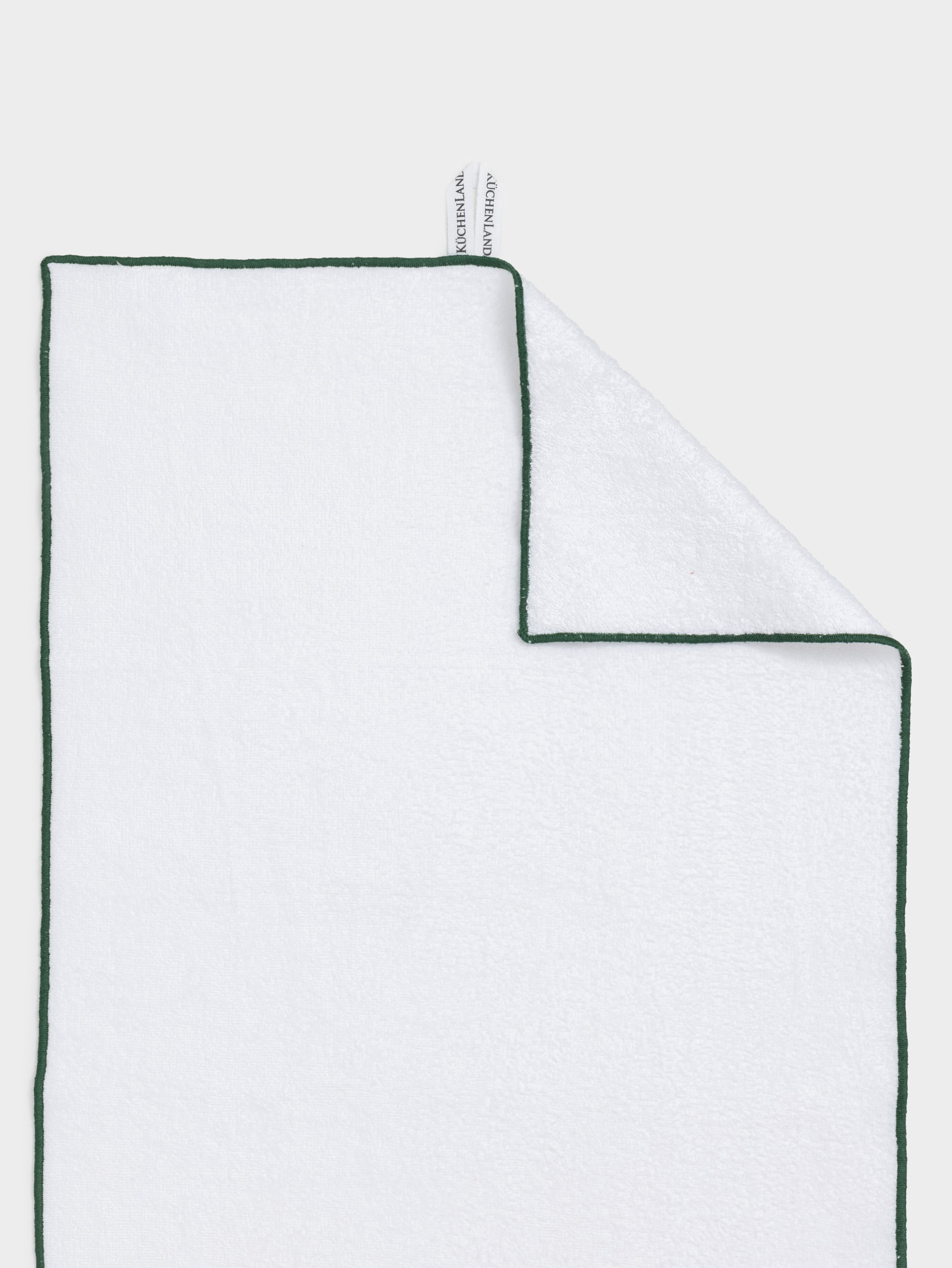 Полотенце кухонное, 40х60 см, хлопок, белое, с зеленым кантом, Домик и ели, Forest house, image-3