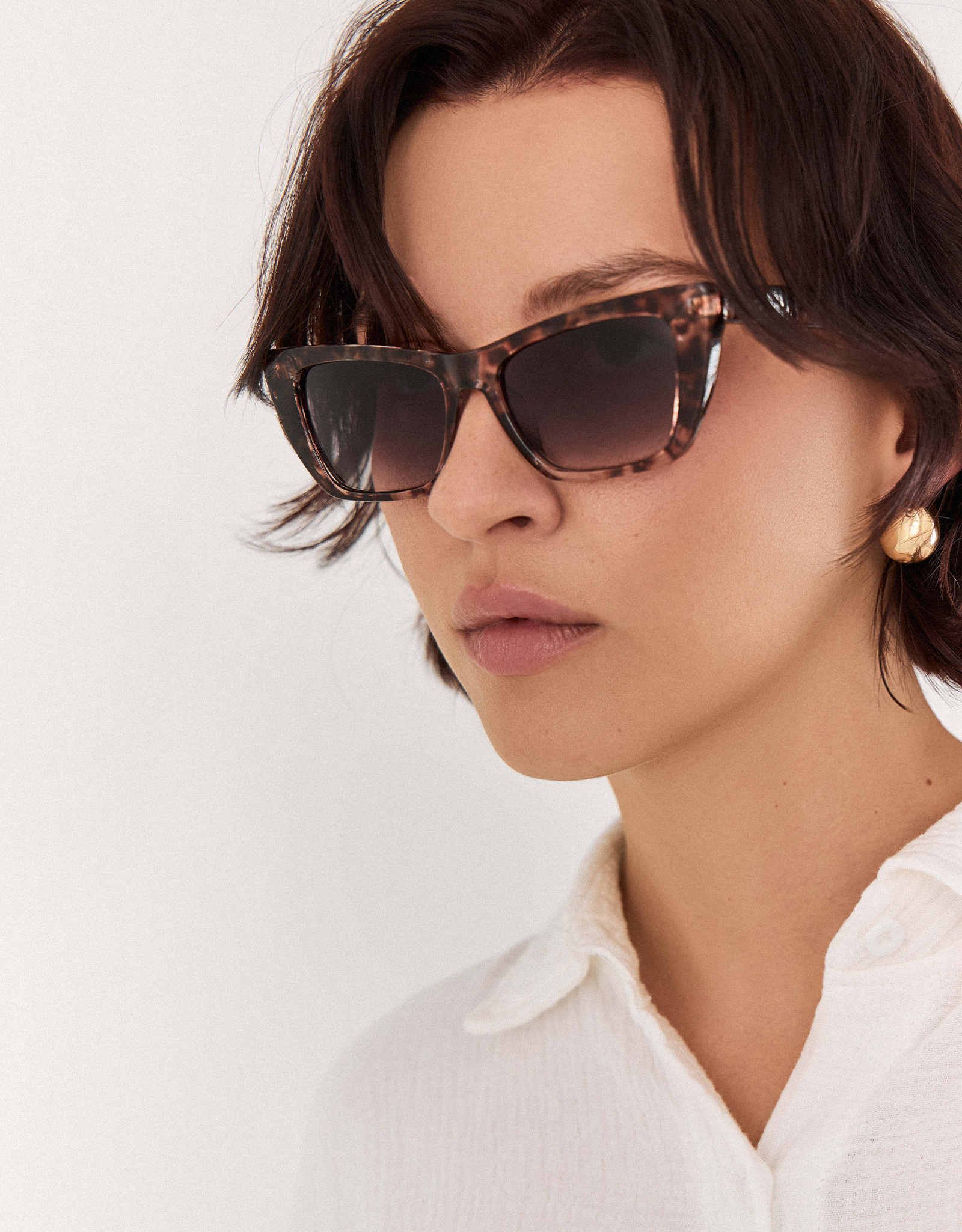 Очки солнцезащитные, пластик, прямоугольные, коричнево-серые, Eyewear, image-3