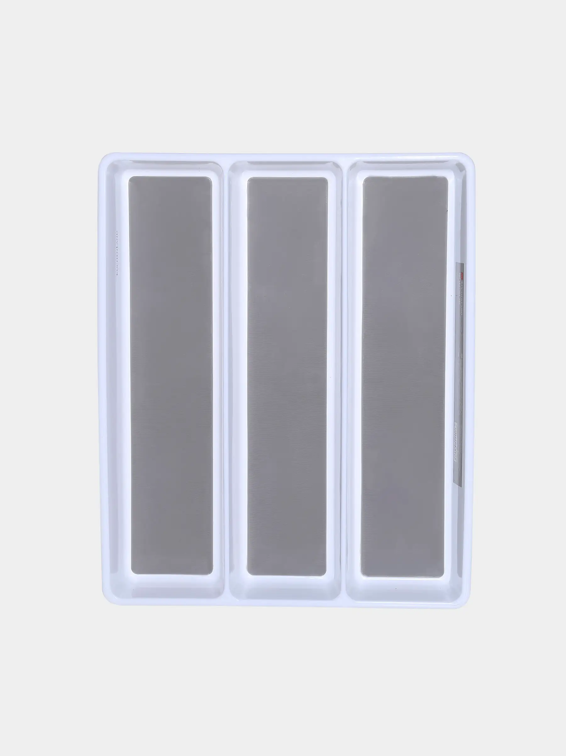 Лоток для кухонных принадлежностей, 40х33 см, 3 отд, пластик/каучук, бело-серый, Non-slip, image-0