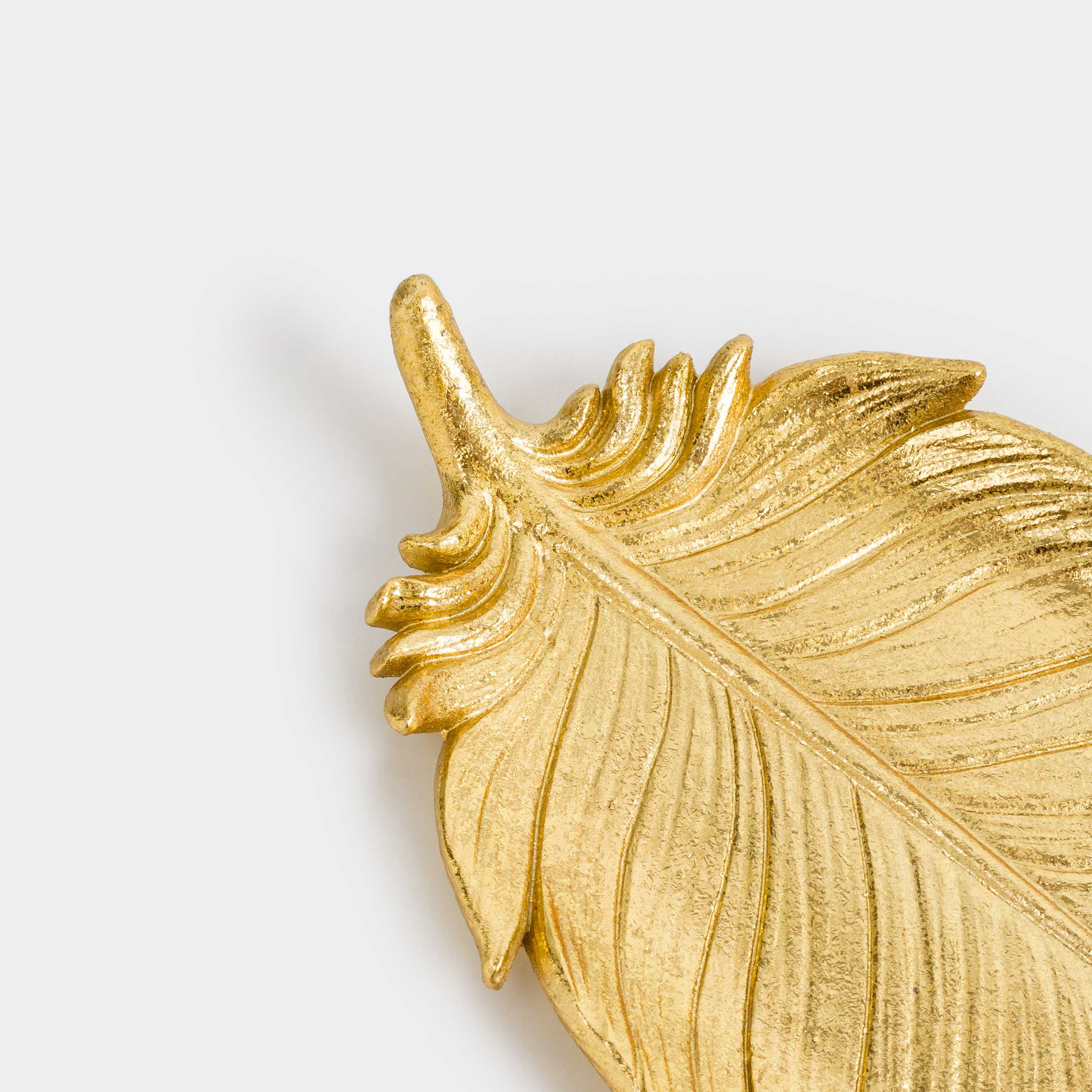 Блюдо декоративное, 25 см, полирезин, золотистое, Перо, Feather, image-5