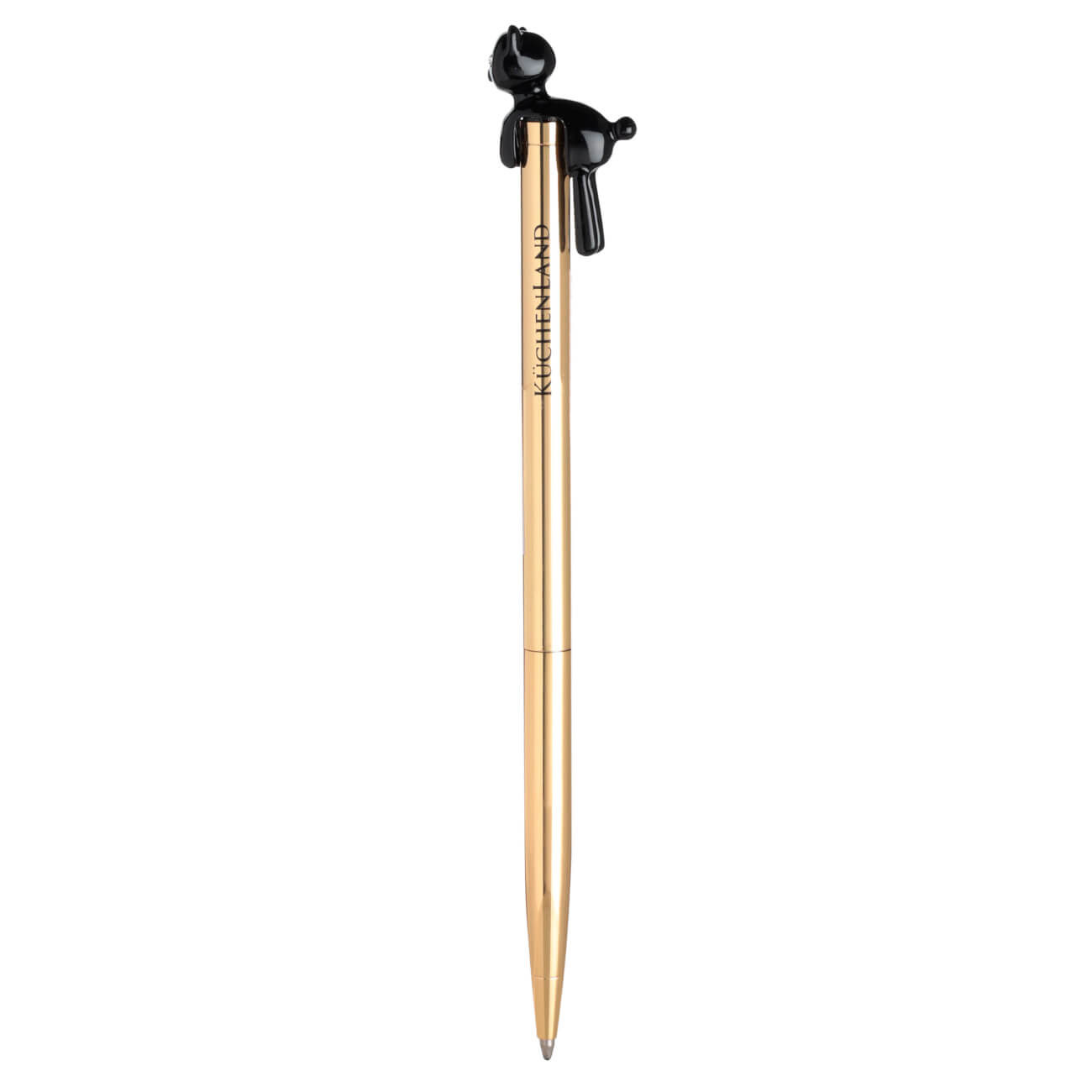 

Ручка шариковая, 14 см, с фигуркой, металл, золотистая, Черный кот, Draw figure