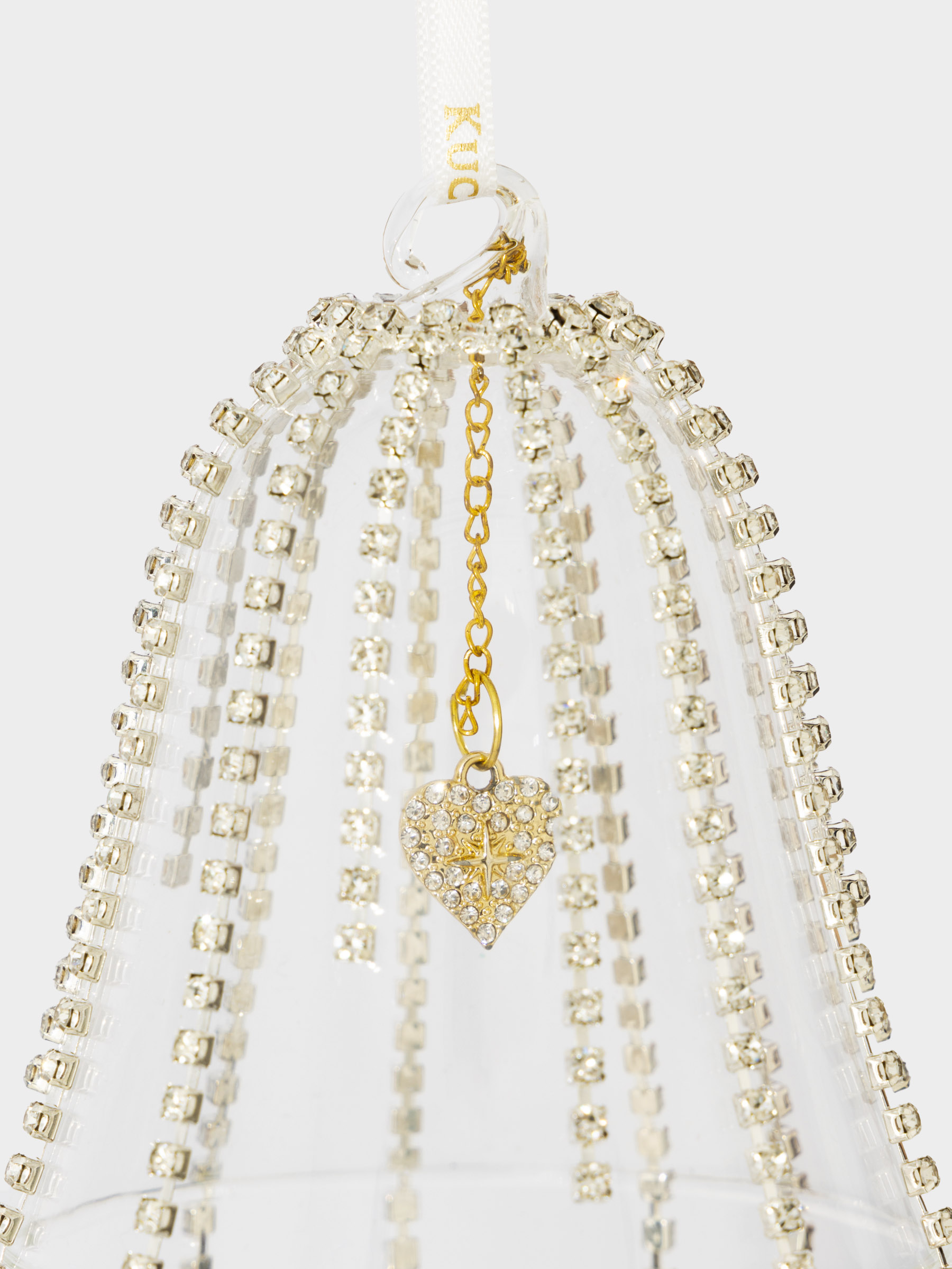 Игрушка елочная, 9 см, стекло, со стразами, Колокольчик с кристаллами, Ball crystal, image-1