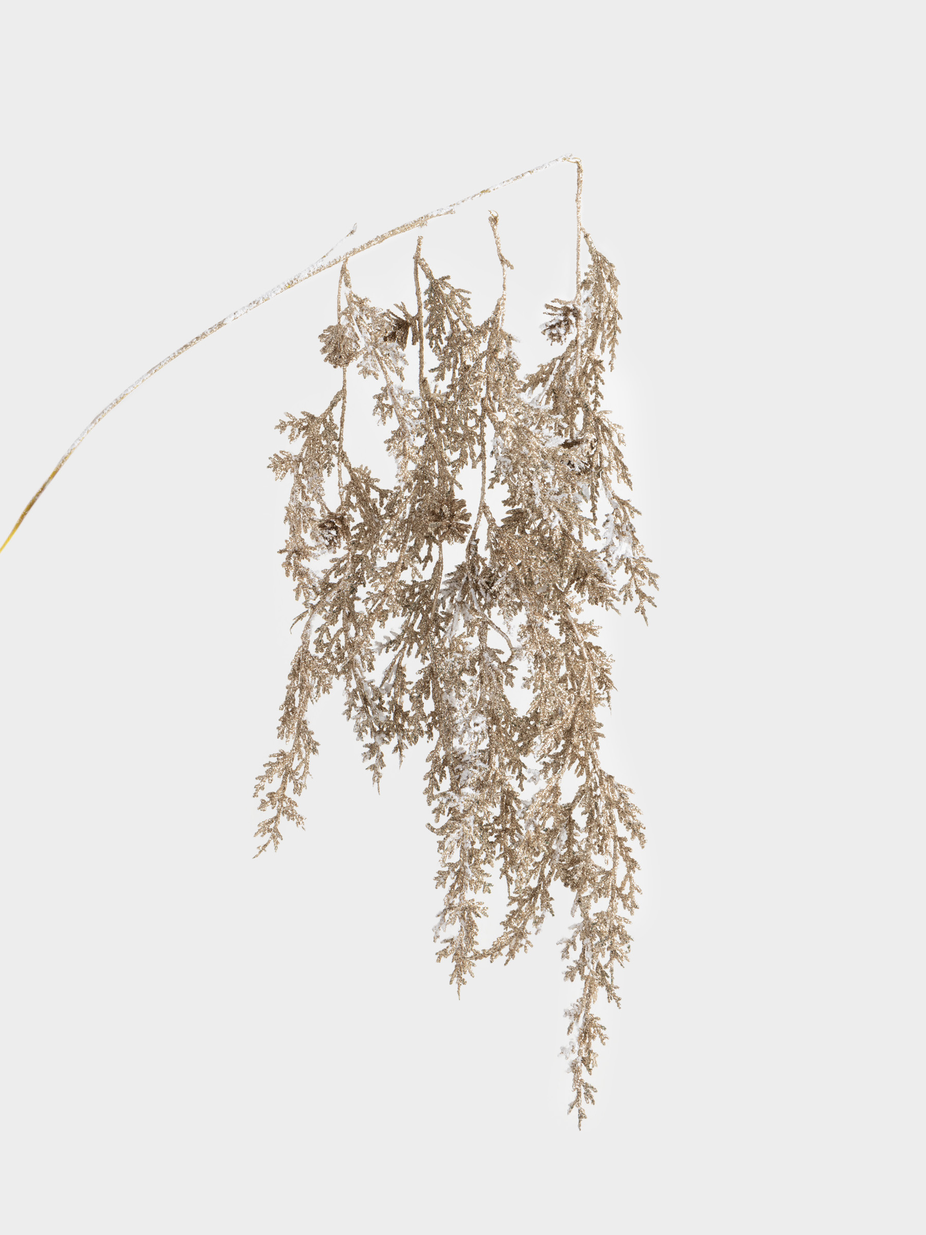 Ветка декоративная, 60 см, пластик/металл, Золотистая ель, Conifer champagne, image-5