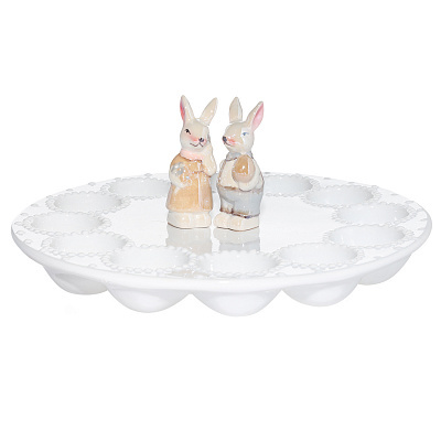 Блюдо пасхальное, 27 см, 12 отд, керамика, белое, Кролики, Natural Easter