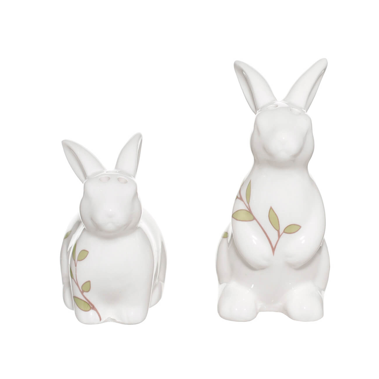 

Набор для соли и перца, 8 см, керамика, белый, Кролики с листьями, Natural Easter