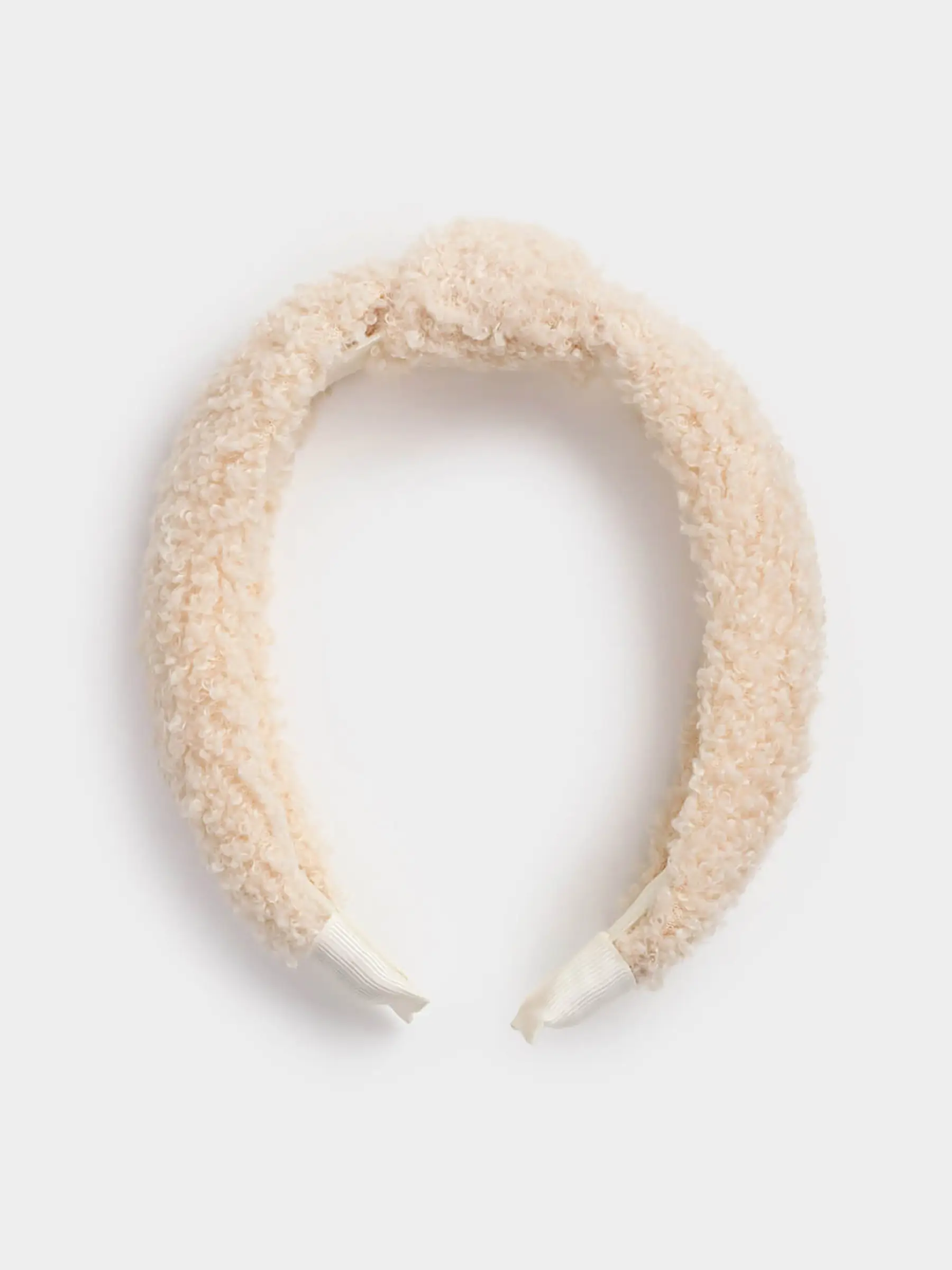 Ободок для волос, 13х16 см, искусственный мех, бежевый, Curled