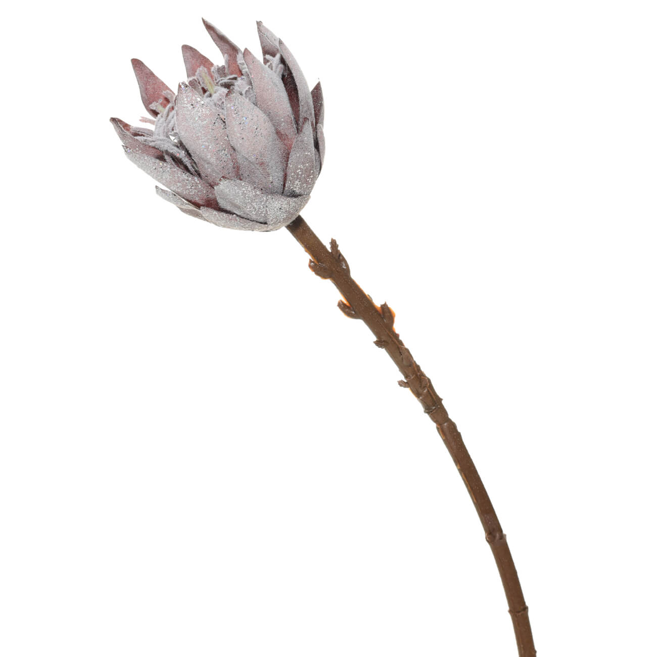 Цветок искусственный, 50 см, ПВХ/пенопласт, серый, Протея в блестках, Royal flower изображение № 1