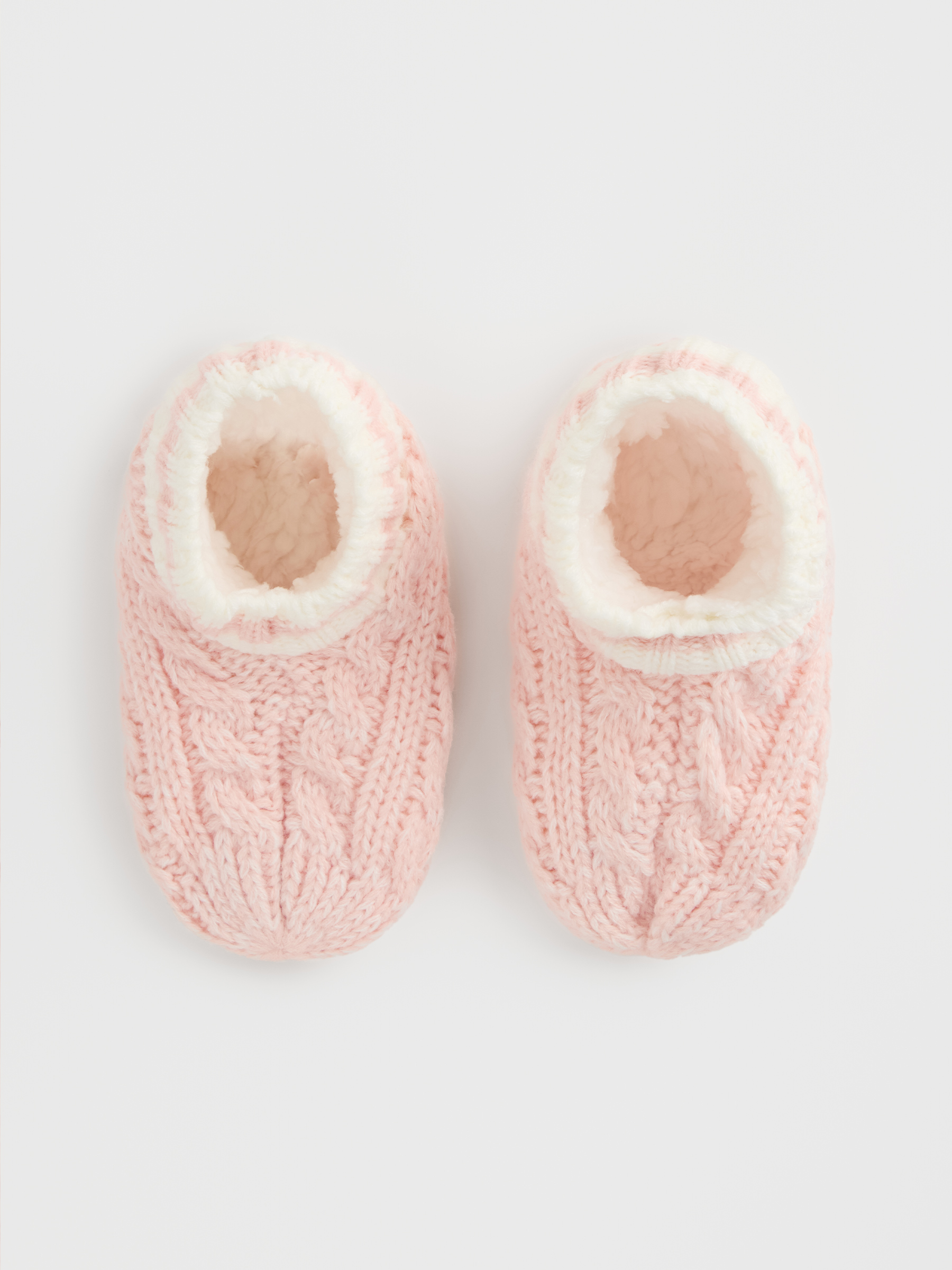 Носки детские, домашние, акрил/шерпа, розовые, Косы, Knitted soft, image-0