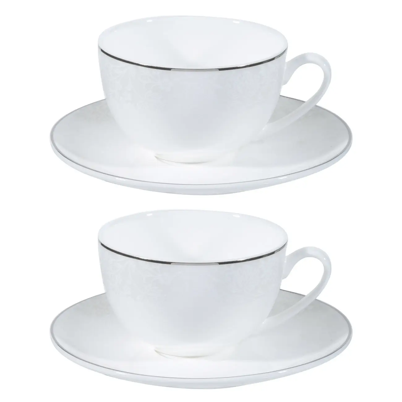 Пара чайная, 2 перс, 4 пр, 250 мл, фарфор F, Pearl-platinum, image-0