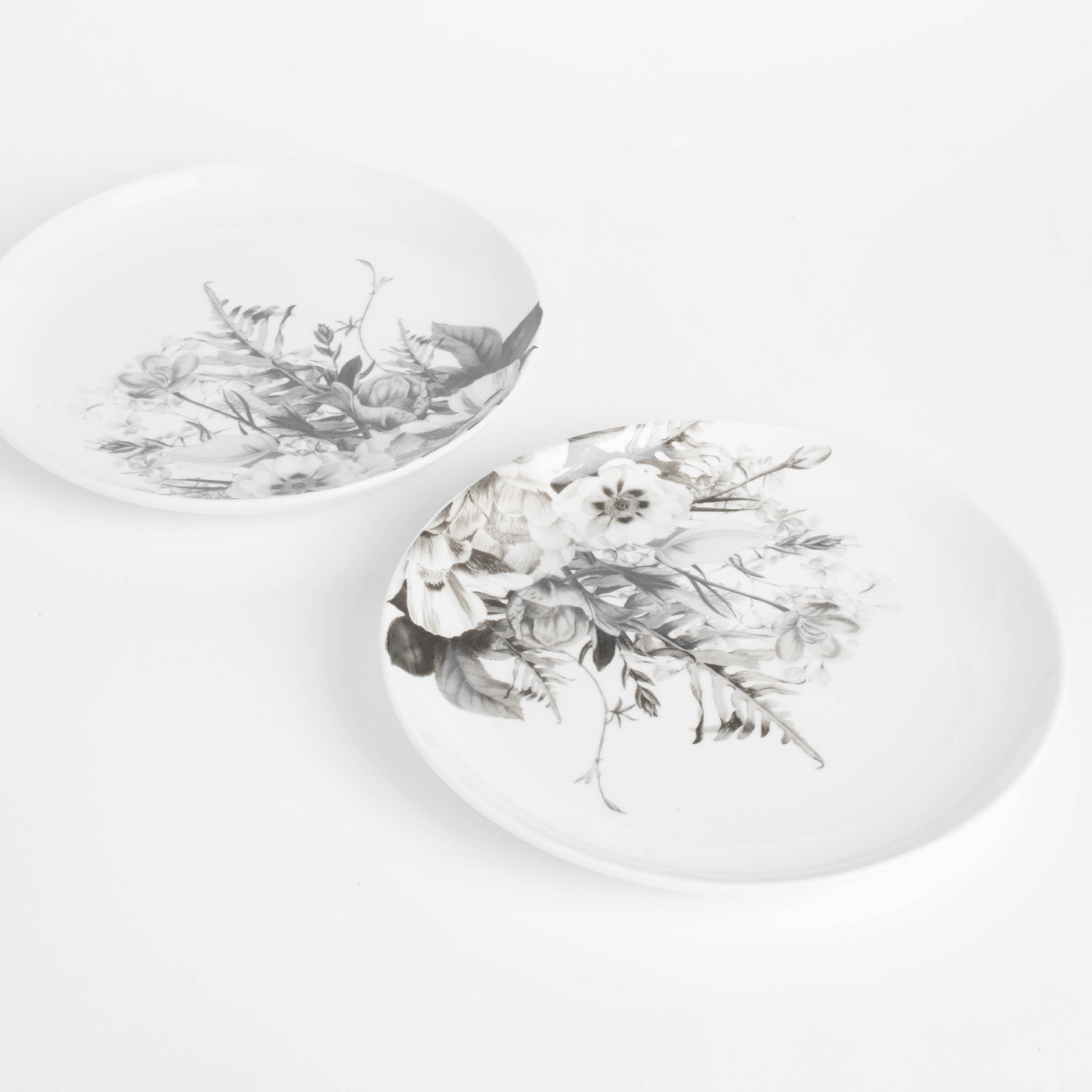 Тарелка закусочная, 21 см, 2 шт, фарфор N, белая, Черно-белые цветы, Magnolia изображение № 5