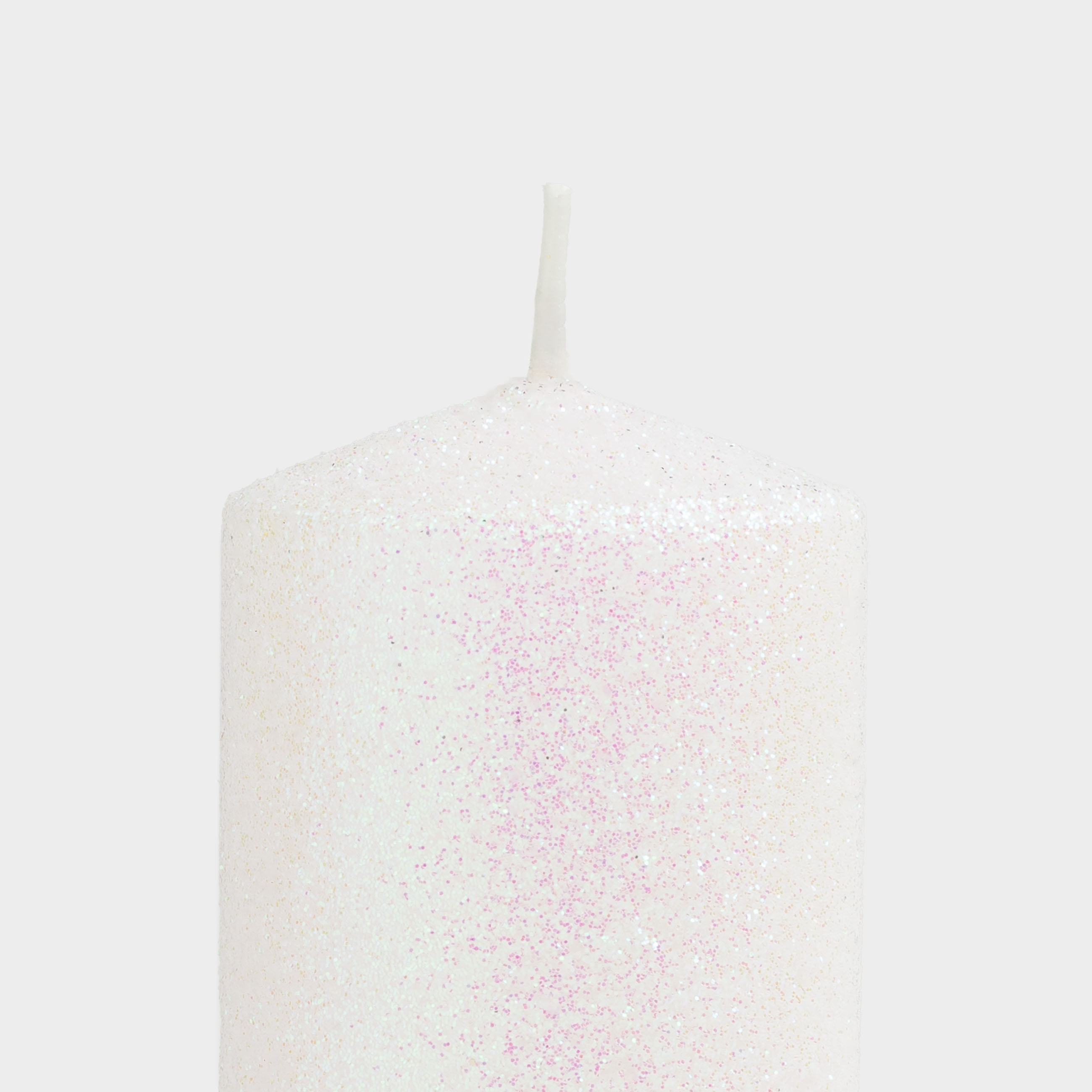 Свеча, 8 см, цилиндрическая, с блестками, белая, Sparkly candle, image-1