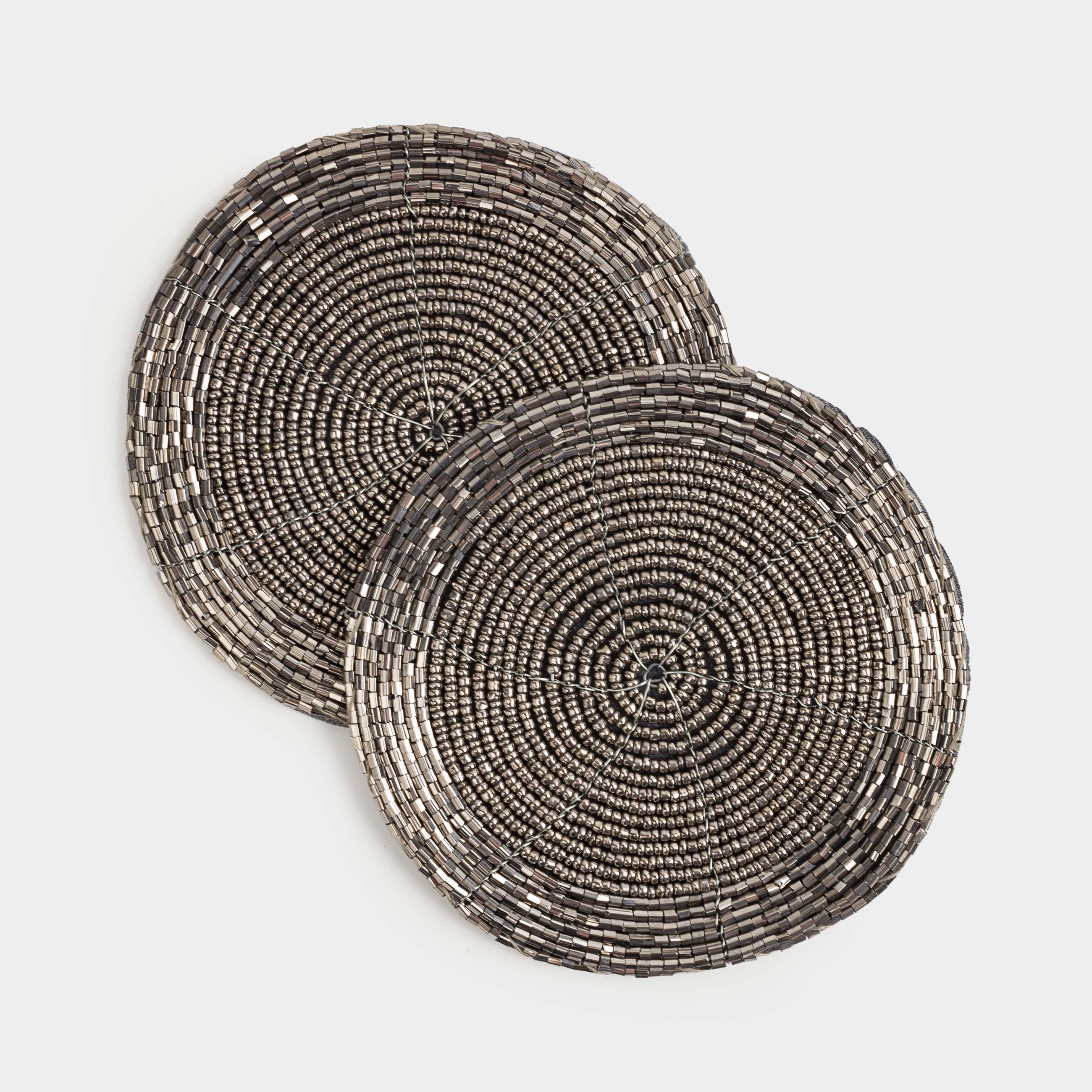 Подставка под кружку 10 см 2 шт бисер круглая темно-серая Shiny beads 349₽