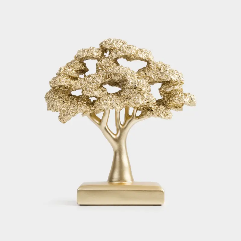 Статуэтка, 20 см, полирезин, золотистая, Бонсай, Wood gold ,image-0