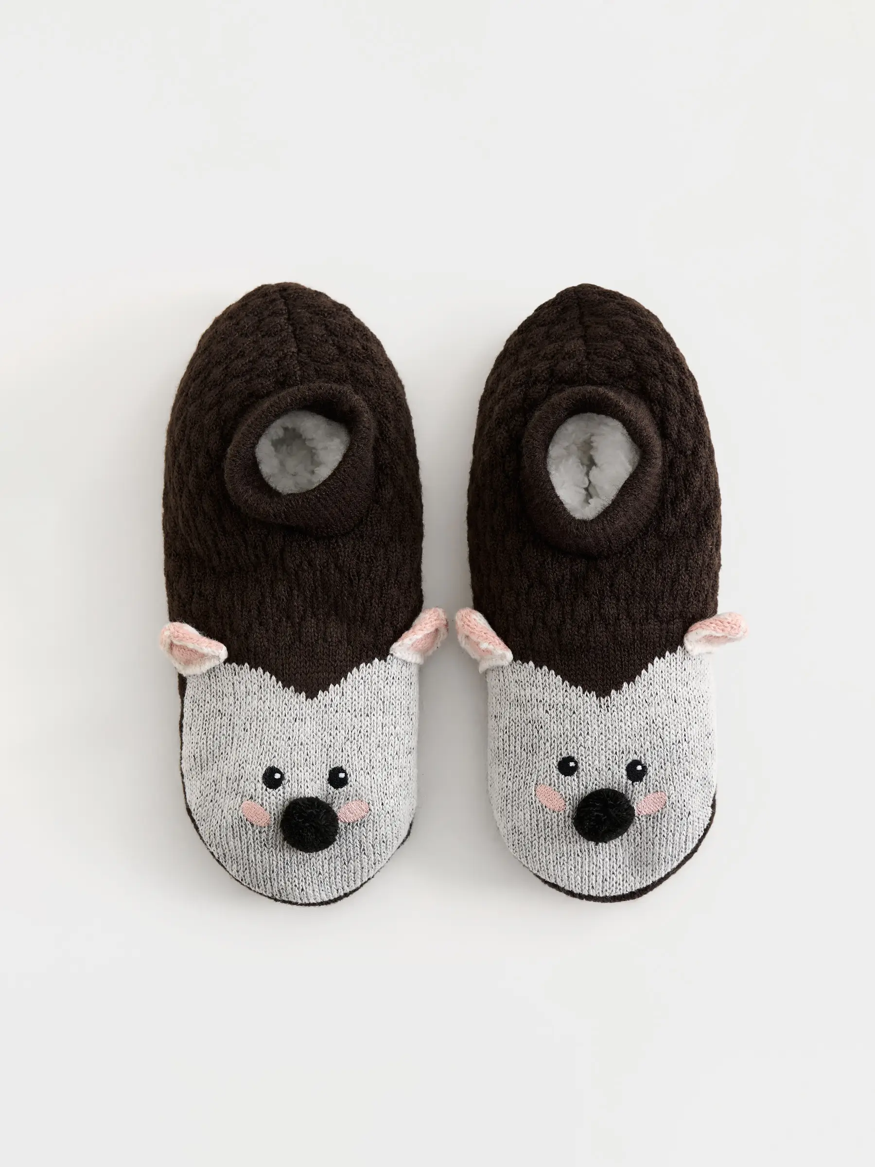 Носки женские, домашние, р. 36-38, акрил/шерпа, коричневые, Еж, Funny warm