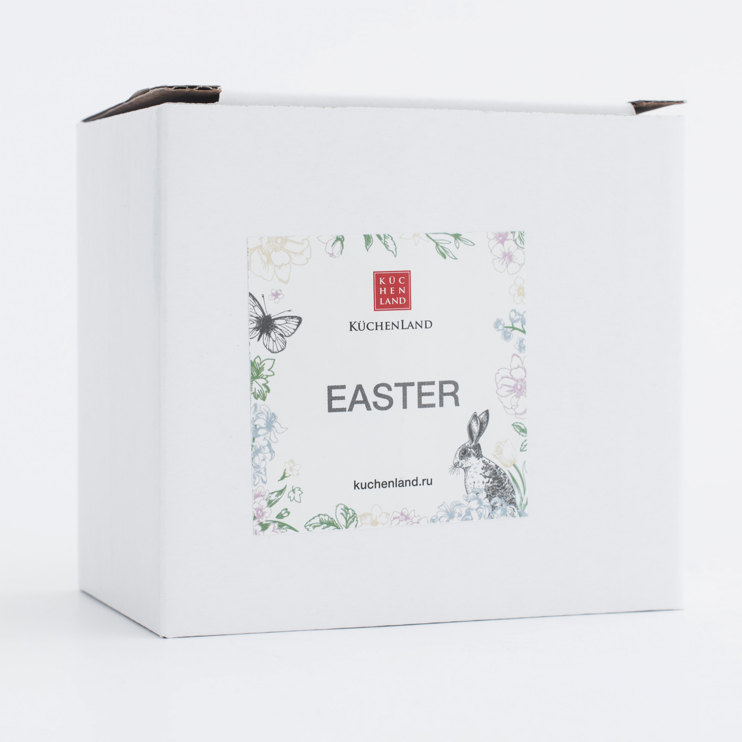 Подставка для яйца, 8 см, керамика, перламутр, Кролик с корзиной в цветах, Easter изображение № 5