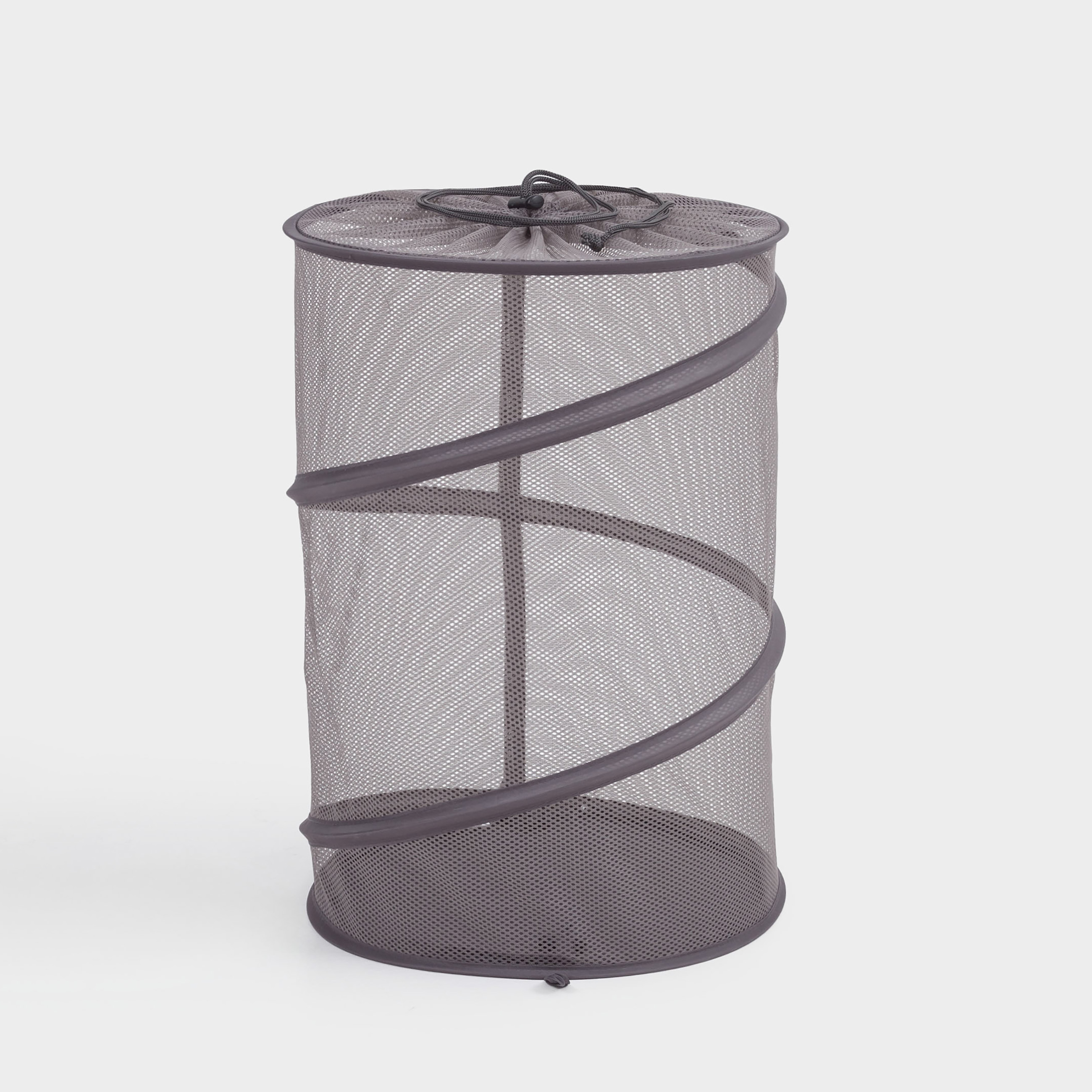 Корзина для белья 46х34 см складная полиэстерсталь круглая серая Safety 493₽