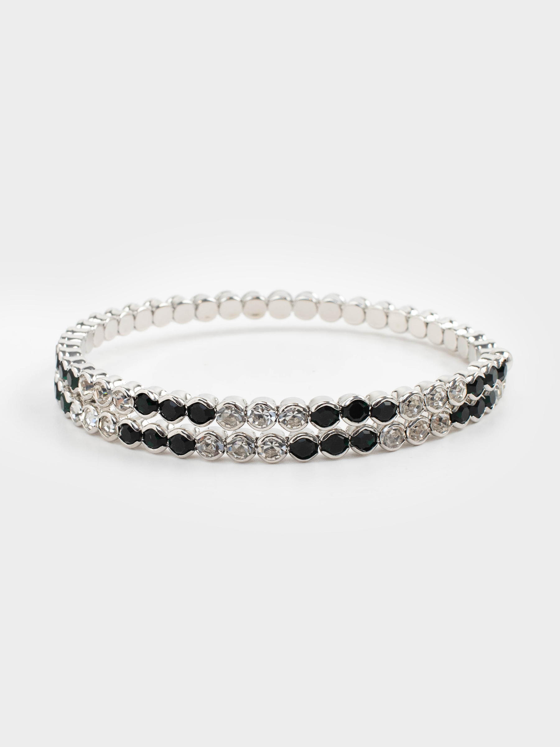 Браслет-спираль, 20 см, металл/стразы, зелено-серебристый, Кристаллы, Jewelry, image-1