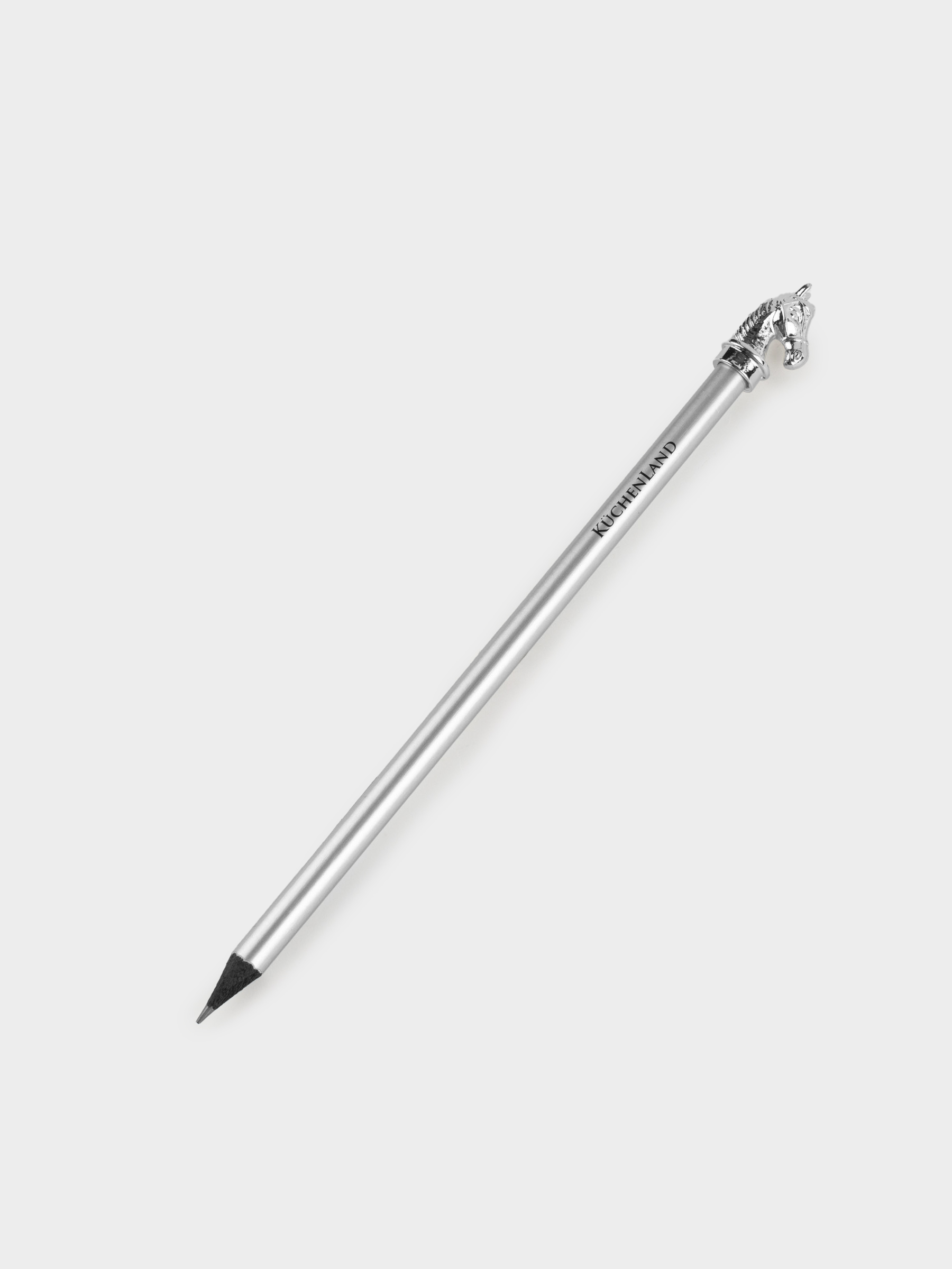 Карандаш, 18 см, чернографитный, с фигуркой, серебристый, Голова лошади, Draw figure, image-1