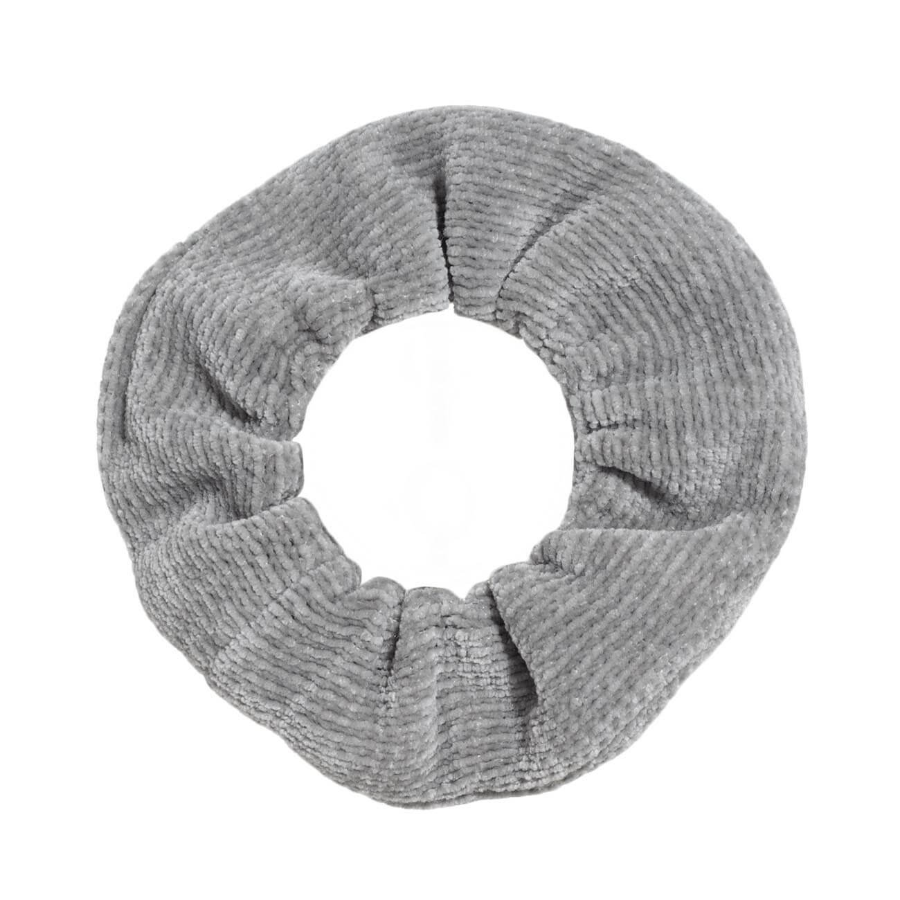 

Резинка для волос, 4 см, вельвет, светло-серая, Hair velvet